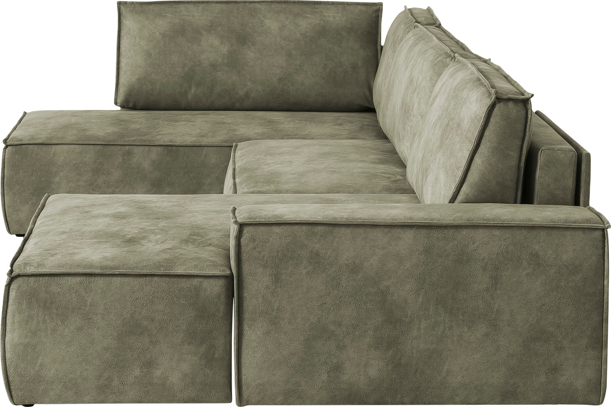 Home affaire Wohnlandschaft »SHERWOOD 329 cm, U-Form, Schlafsofa,«, Schlaffunktion m. Bettkasten (194x139 cm), Cord, Vintage, Samtvelours