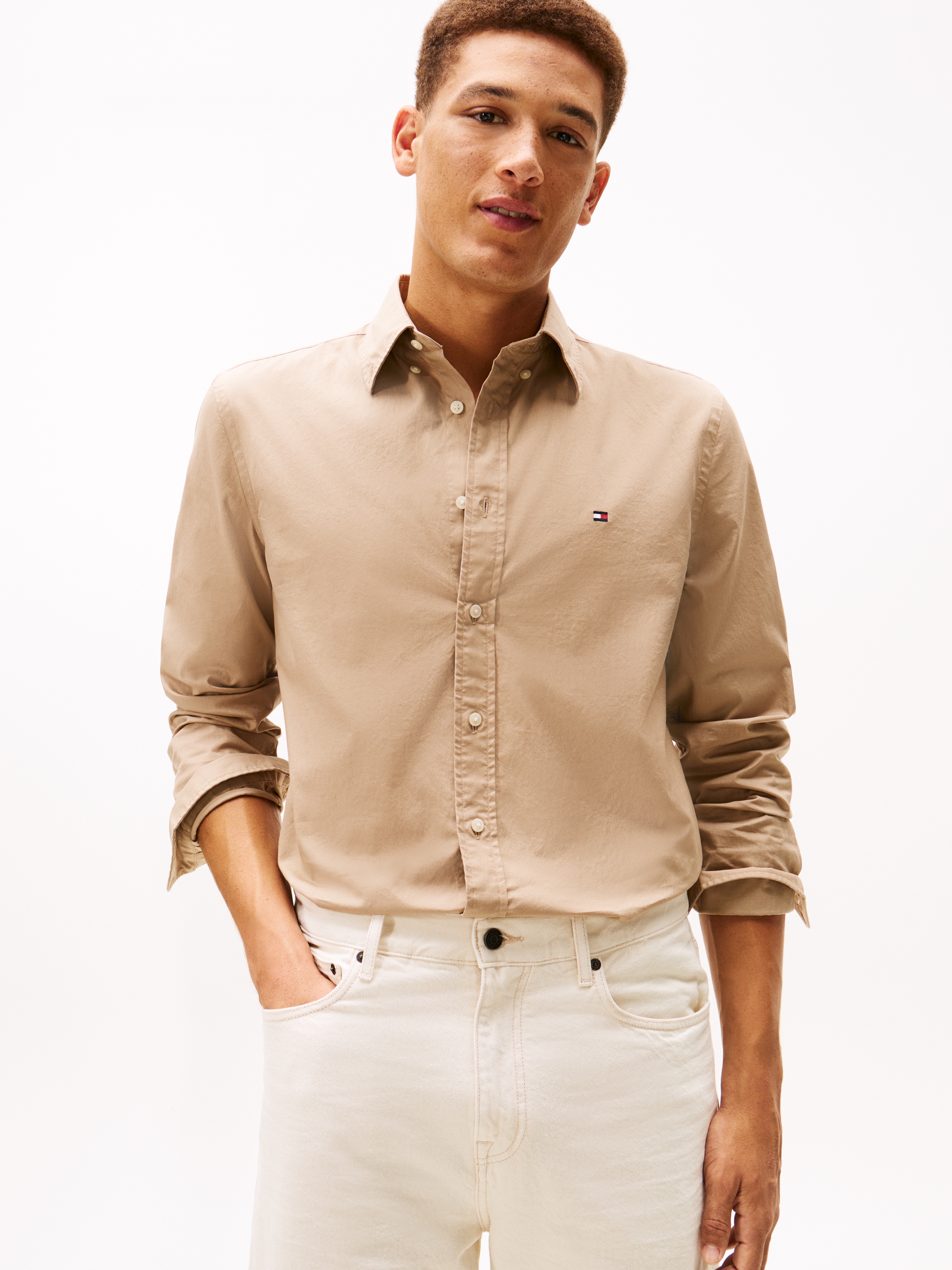 Tommy Hilfiger Businesshemd »FLEX POPLIN SOLID« unifarben, klassisch, regular fit, Baumwolle, Button-down-Kragen