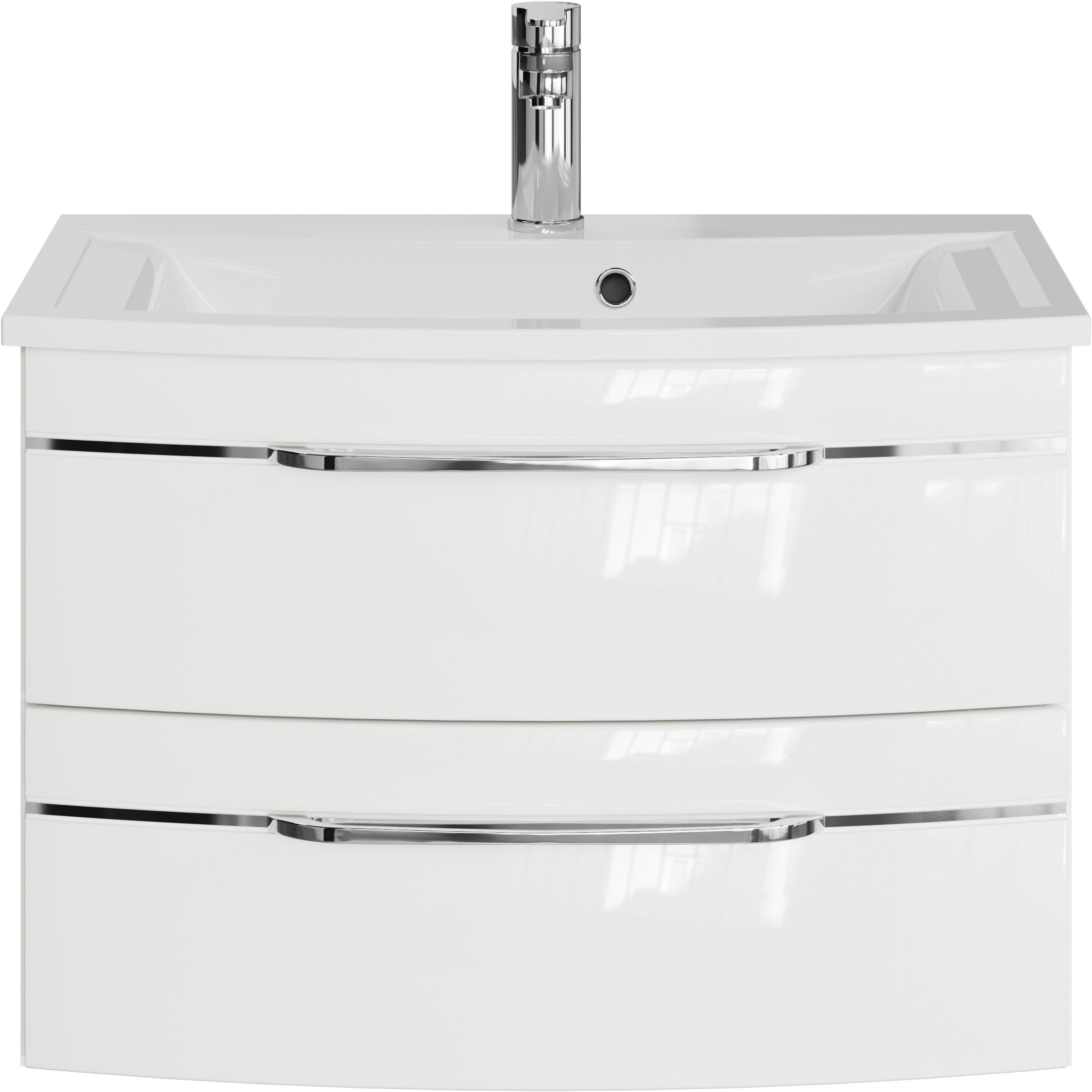 Saphir Waschtisch »Serie 7045 Mineralmarmor-Waschtisch und Unterschrank, 71,5 cm breit« Waschplatz mit 2 Schubladen, Badmöbel Set mit Waschtisch