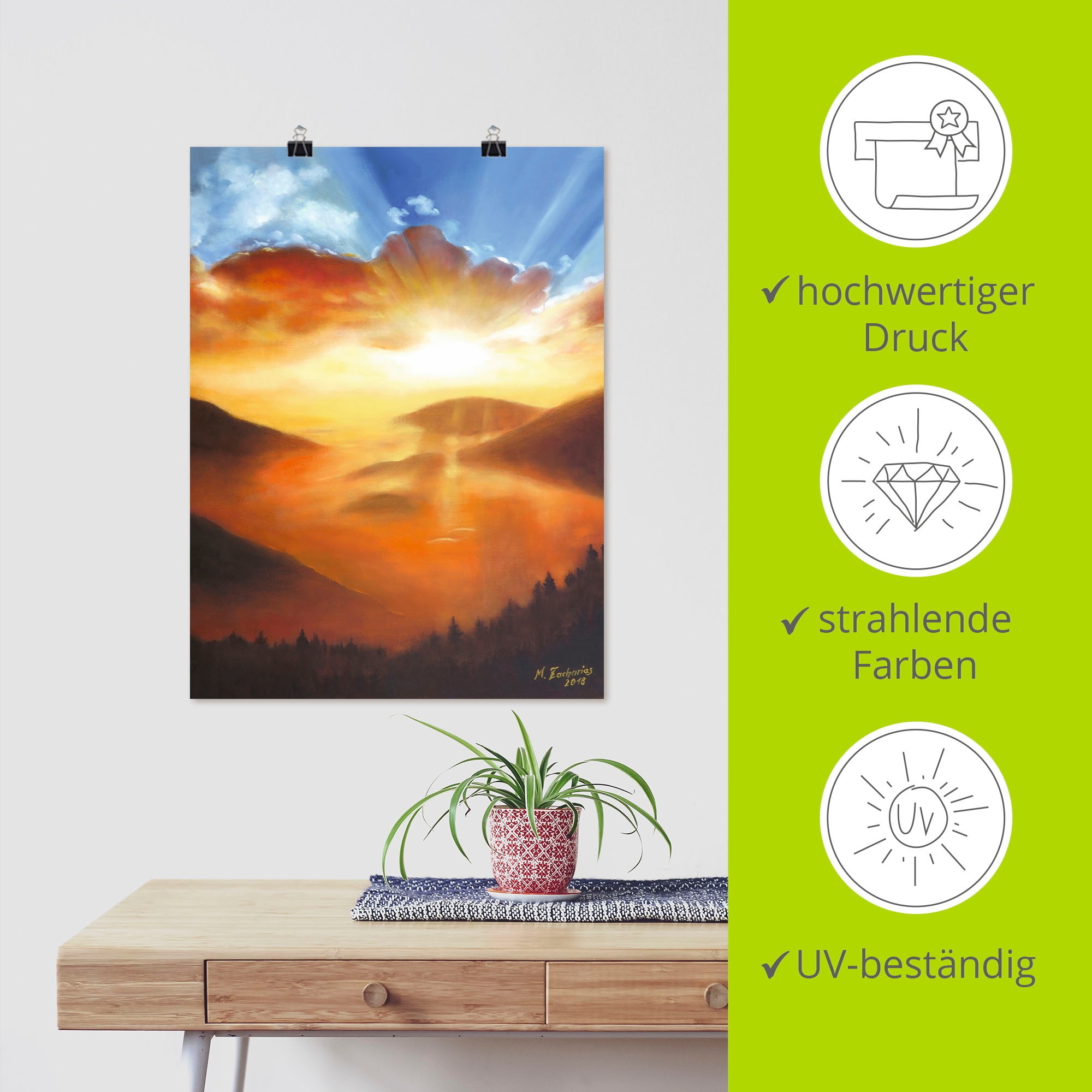Artland Wandbild »Erwachen in der Natur«, Bilder vom Sonnenuntergang & -aufgang, (1 St.), als Leinwandbild, Poster in verschied. Größen
