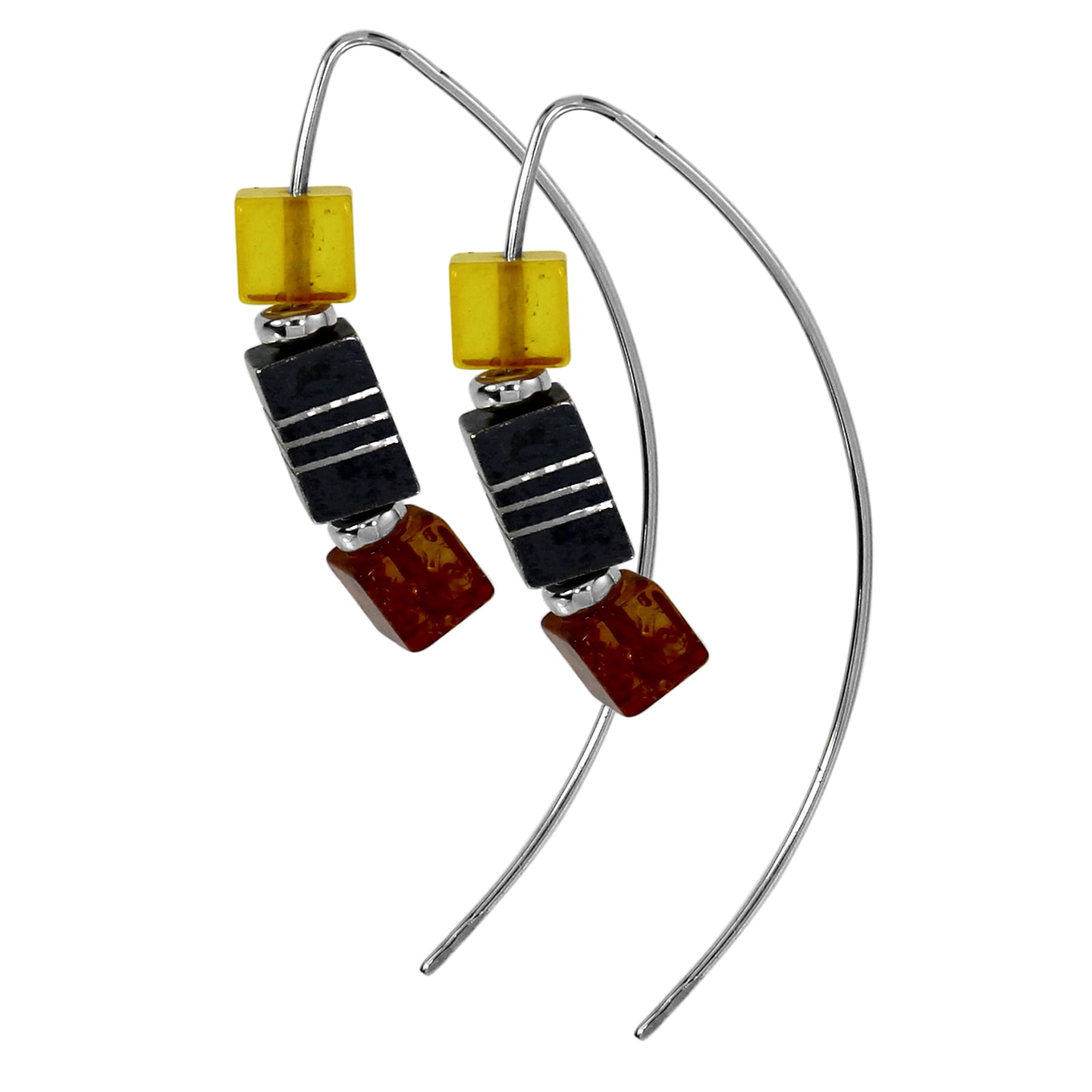 OSTSEE-SCHMUCK Paar Ohrhänger »- Würfel - Silber 925/000 - Bernstein«