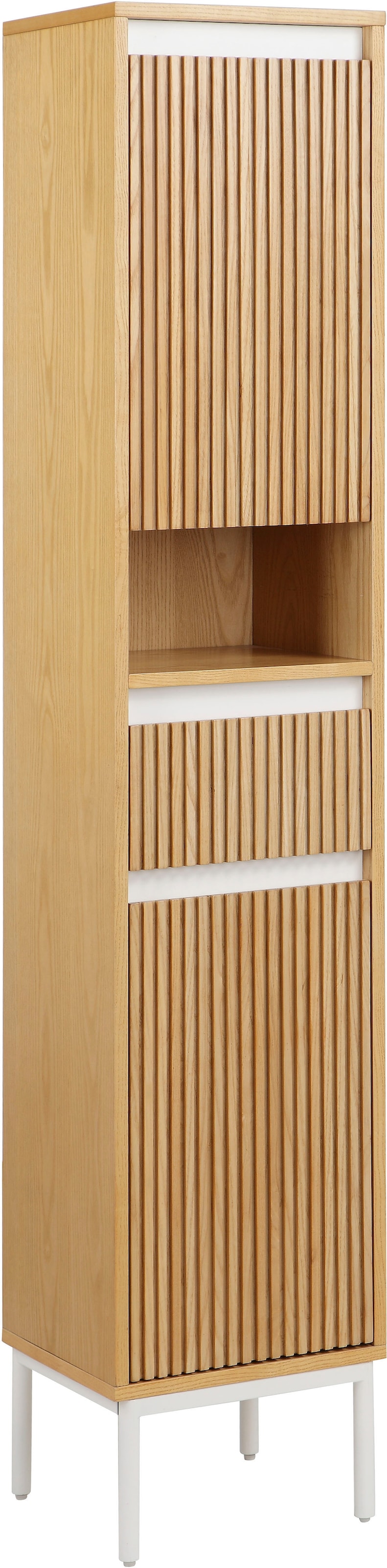 welltime Hochschrank »Falun«, Badmöbel, Badezimmerschrank mit Rille, Breite 35 cm