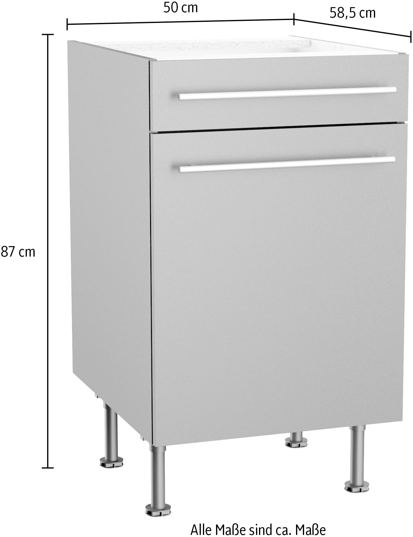 KOCHSTATION Unterschrank »KS-Bern2« Breite 50 cm, 1 Tür, 1 Schubkasten, 1 Einlegeboden