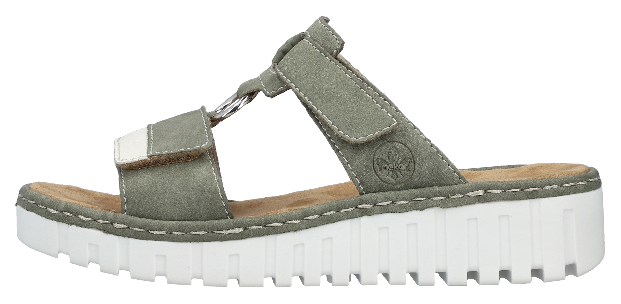 Rieker Keilpantolette, Sommerschuh, Strandschuh, Keilabsatz, mit zwei Klettverschlüssen