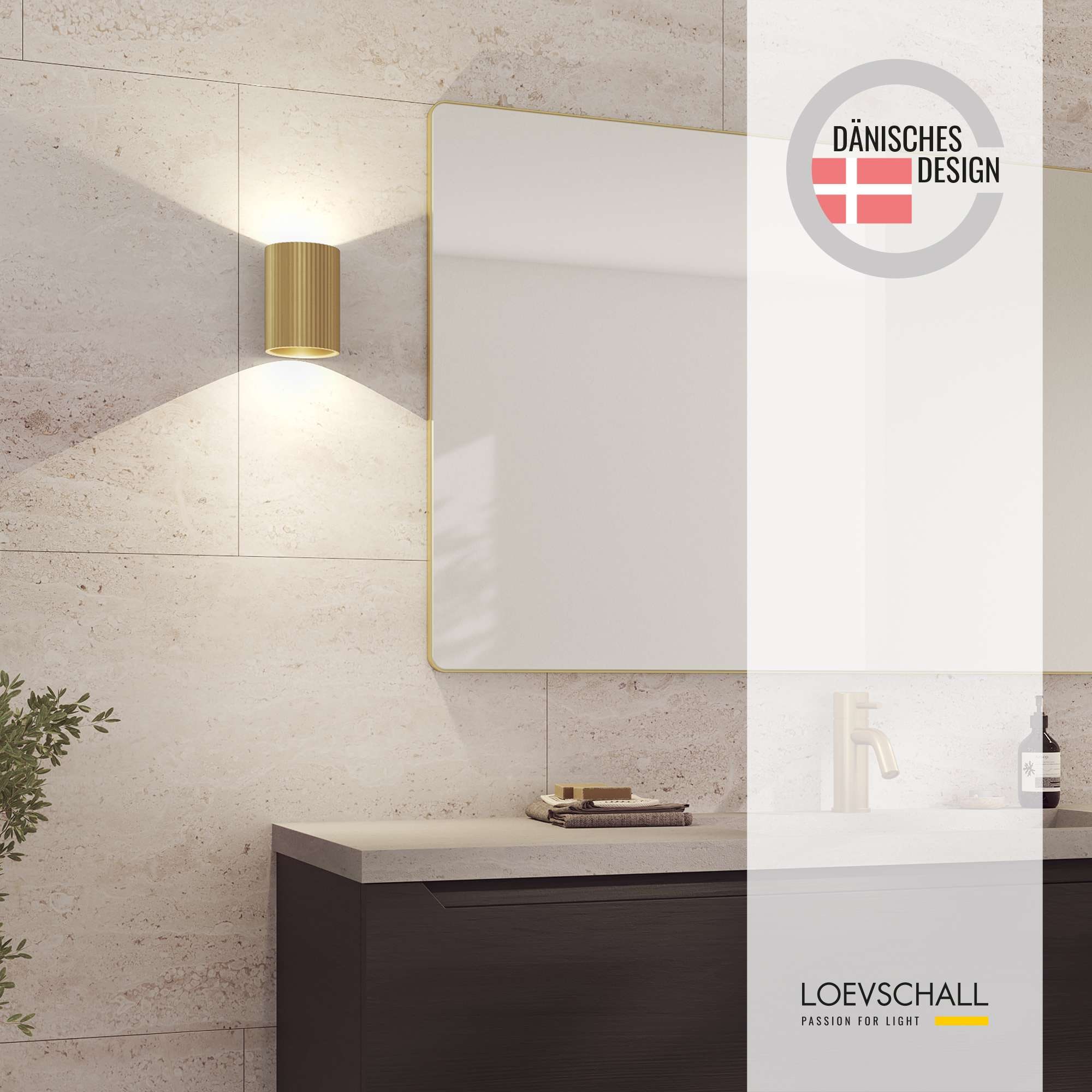 Loevschall Wandleuchte »Sekvens LED Wandleuchte, Wandlampe für Küche, Bad, Flur & Wohnzimmer«, Leuchtmittel LED-Modul | LED fest integriert, Stilvoll & modern, Wasserdicht, Auf und ab Einstellbar