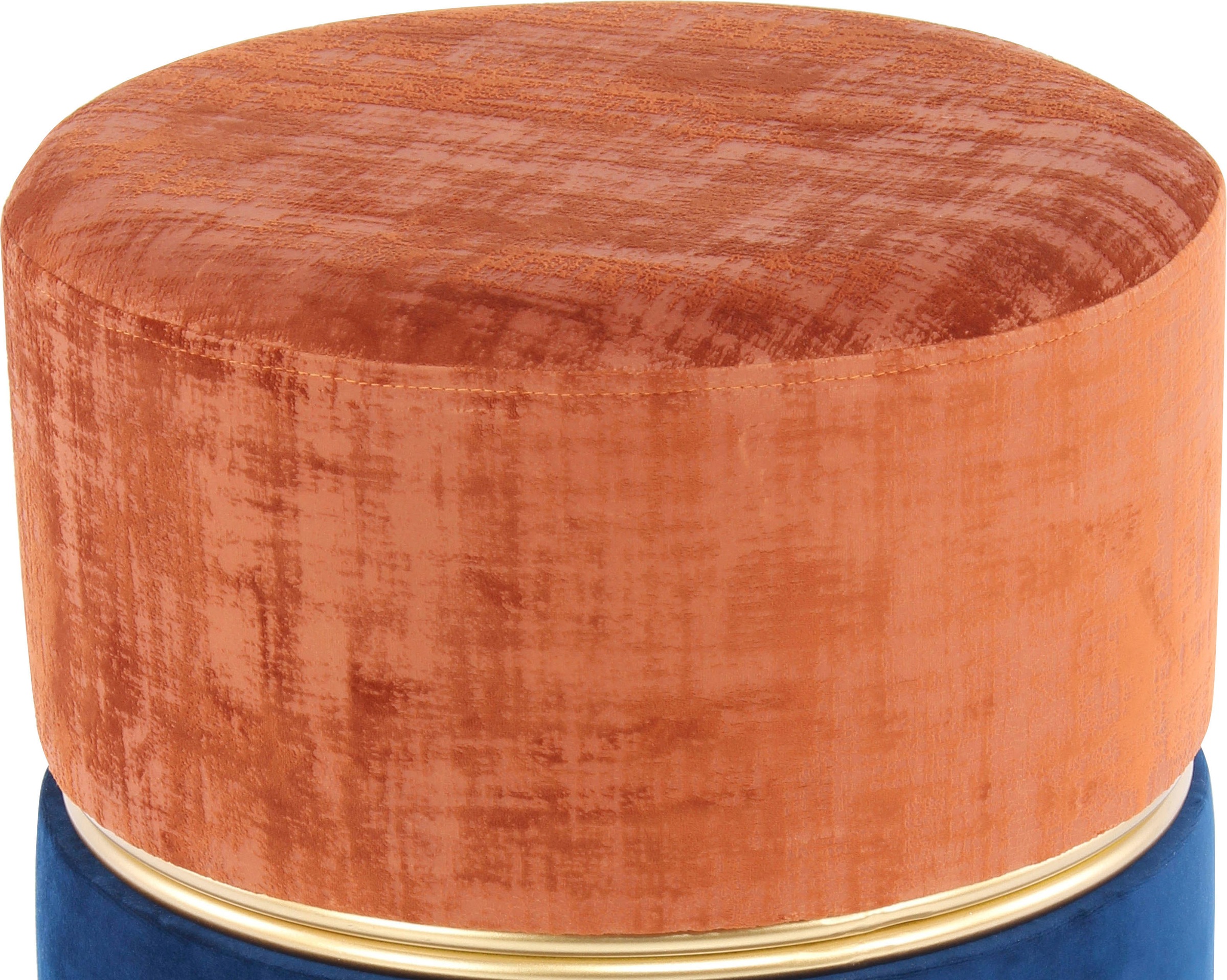 Kayoom Sitzhocker »Hocker Cleopatra 625, Sitzhocker in zweifarbigem Design« 1 Stk. tlg. zweifarbig, dekorativ, pflegeleicht, edler Akzent durch Metallring