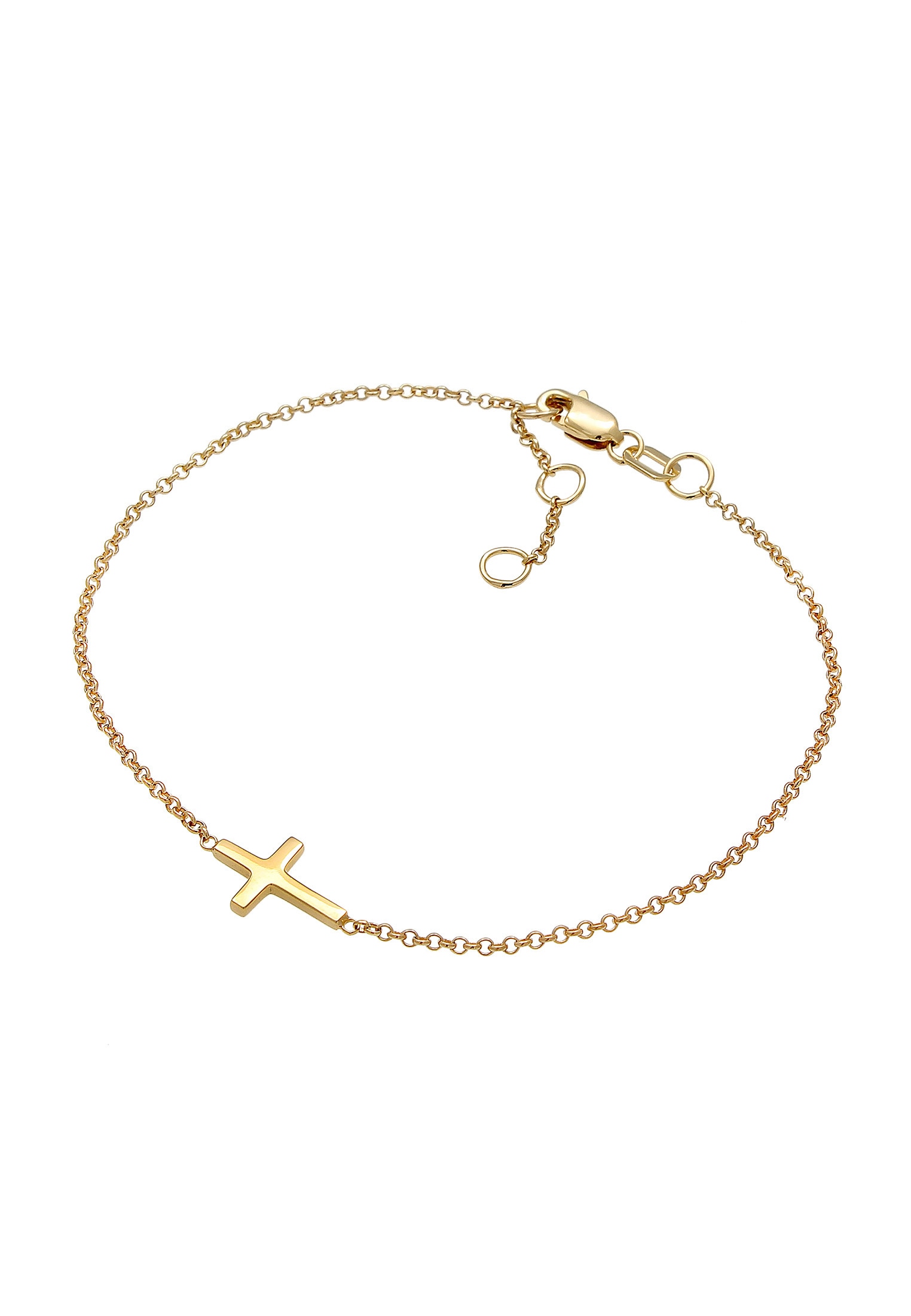 Elli Premium Armkette »Armband Kreuz 375 Gelbgold«