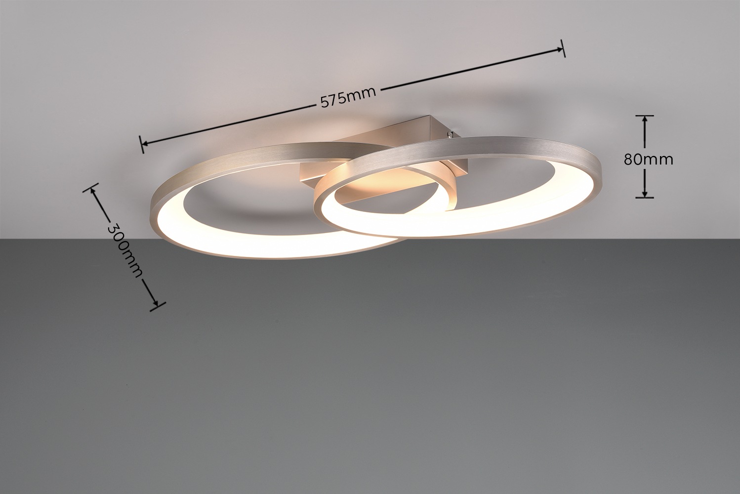 REALITY Leuchten LED Deckenleuchte »MALAGA, LED Deckenlampe warmweiß 25W 2900 Lumen auch Wandmontage mögl.«, 1 flammig, Leuchtmittel LED-Board | LED fest integriert, indirektes Licht, 57x30cm, Wand- Deckenleuchte Schlafzimmer Wohnzimmer