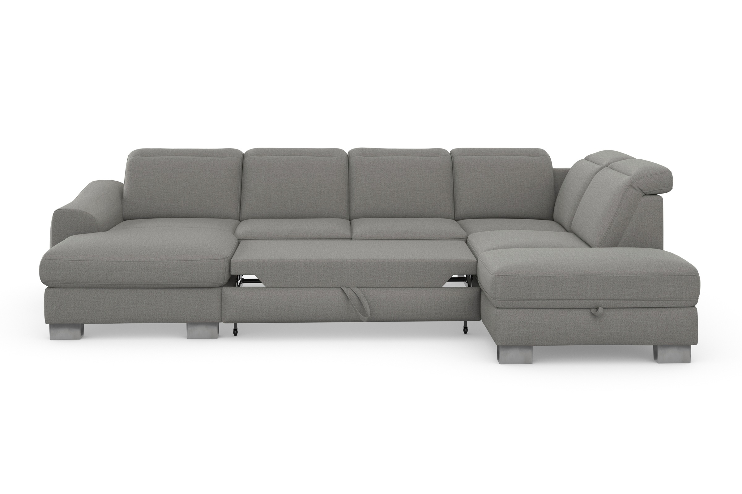 sit&more Wohnlandschaft »Dundee U-Form«, mit Federkern und Edelstahlfüßen, wahlweise mit Kopfteilverstellung