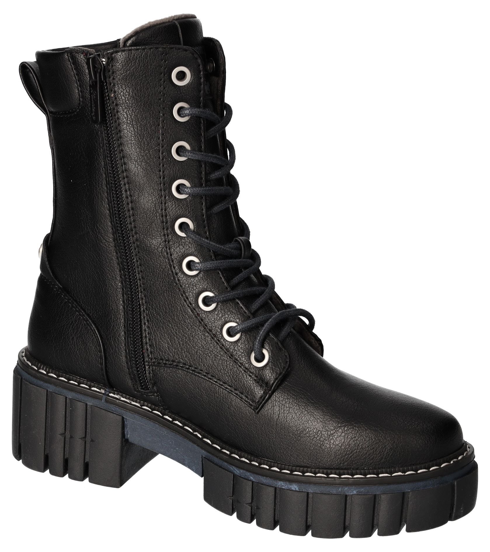 Mustang Shoes Schnürboots, Blockabsatz, Schnürstiefelette mit käftiger Profilsohle
