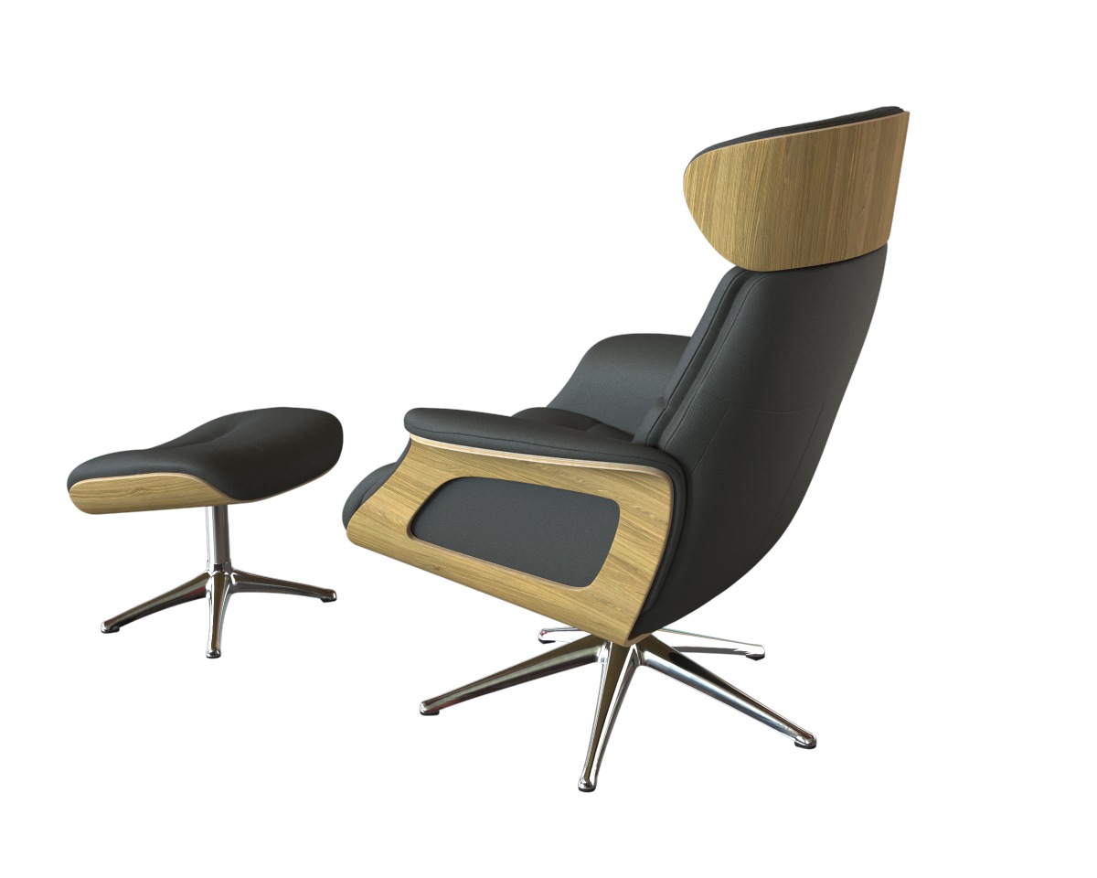 FLEXLUX Relaxsessel »Clement Rücken u. Kopfverstellung, ergonomisch, Airchannels« Rücken- & Kopfteilverstellung, Drehbar, Armlehne Eiche, Fuß Alu