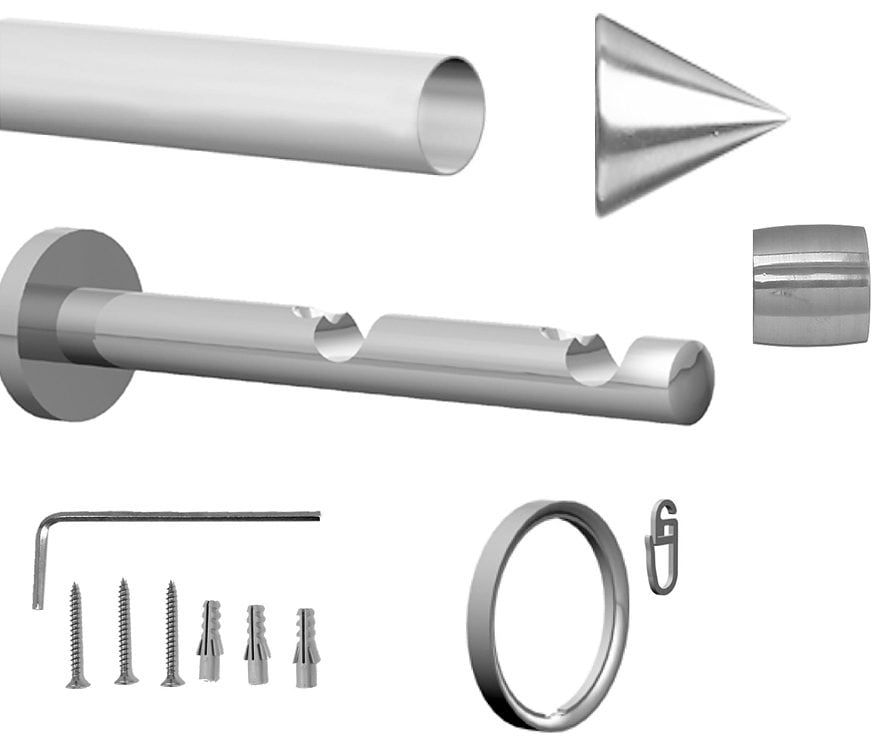 indeko Gardinenstange »Brig«, 2 läufig-läufig, Komplett-Set Fixmaß, und inkl. Montagematerial Ringen