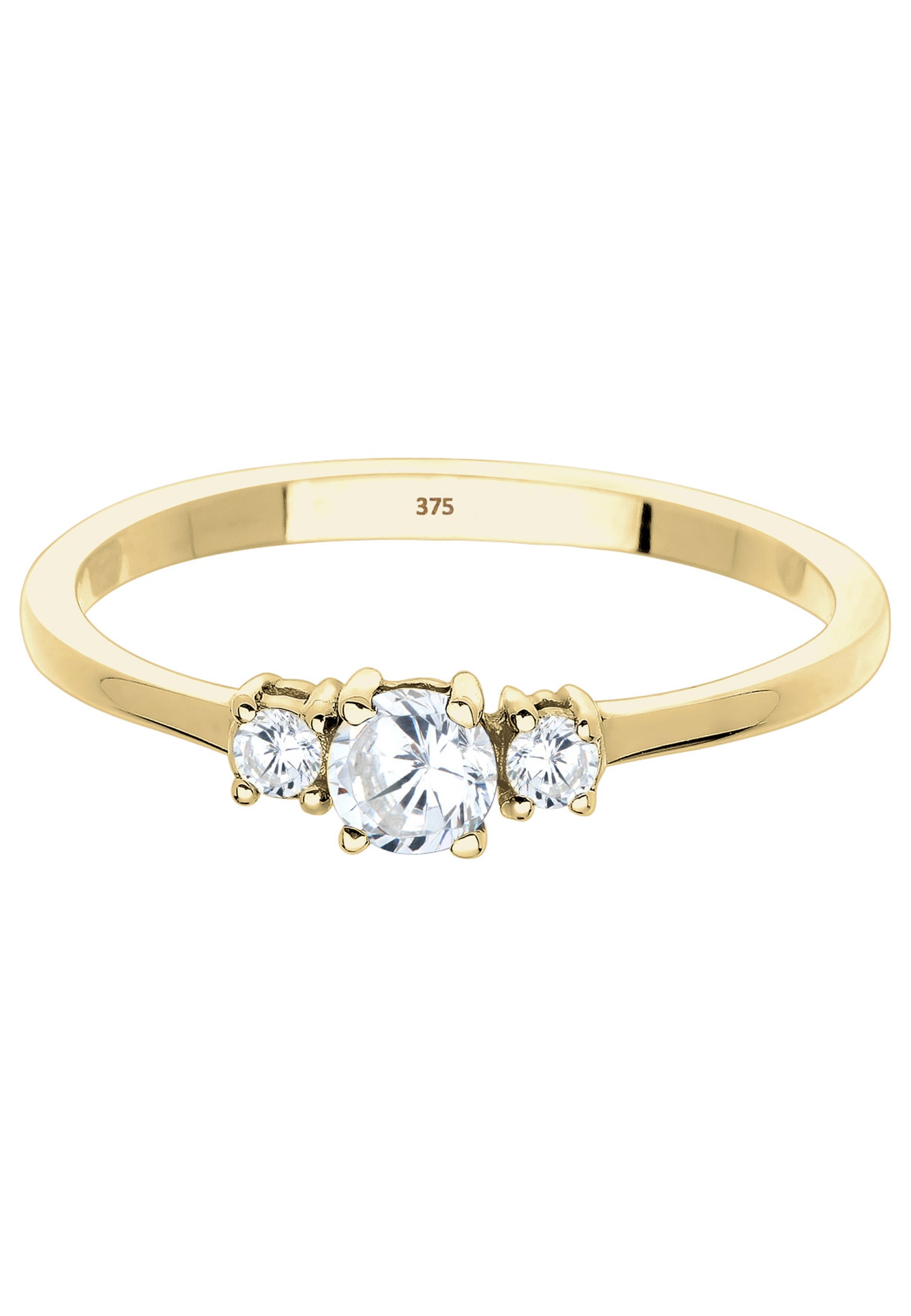 Elli Premium Silberring »Ring Zirkonia Weiß 375 Gelbgold«