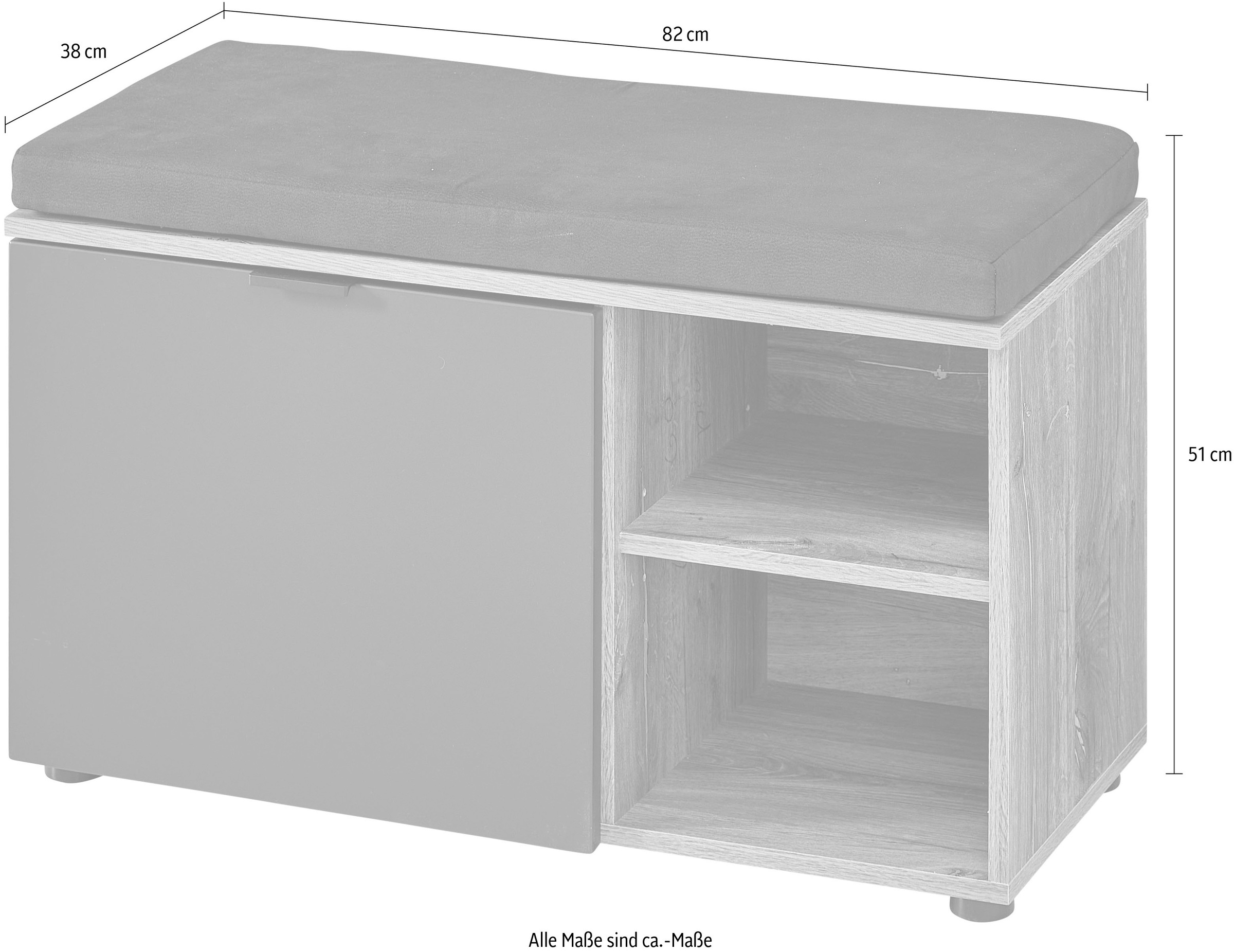 Innostyle Sitzbank »Line Schuhbank inkl. Sitzkissen, 82x51x38cm (B/H/T)«, (1 St.), 1 türig, Sitzkissen, Soft-Close, ABS-Schutzkanten