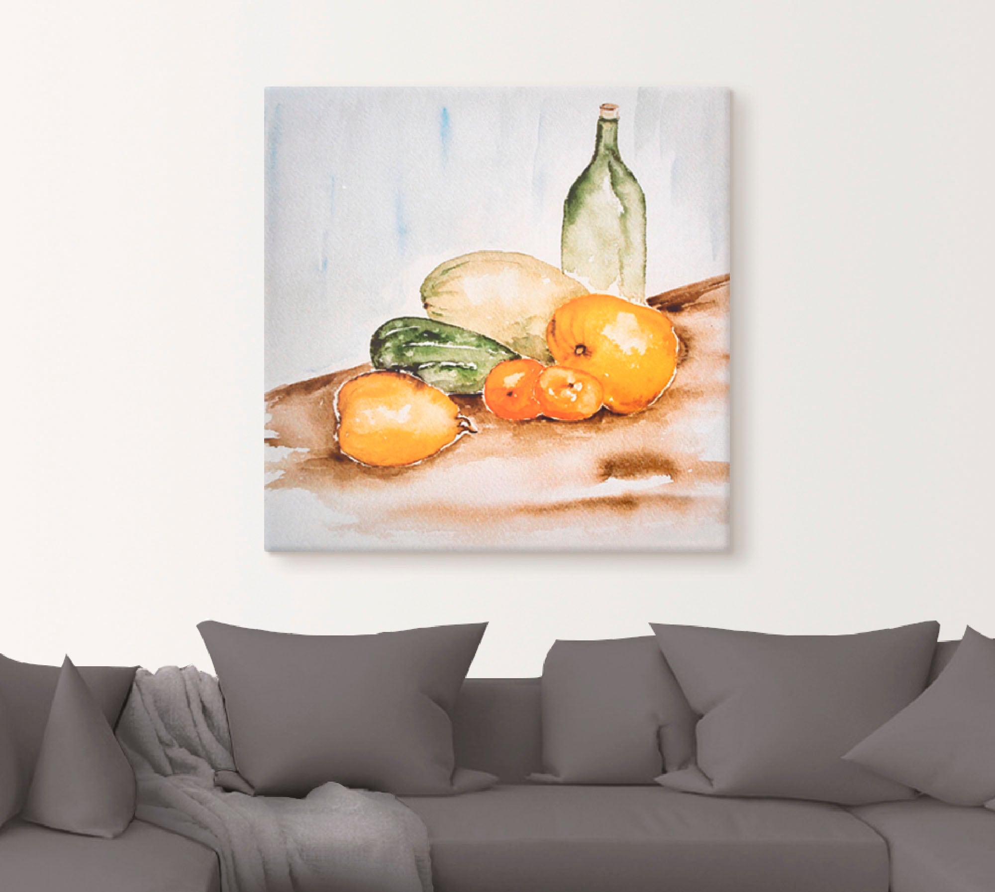 Artland Wandbild »Obst und Gemüse Aquarell«, Lebensmittel, (1 St.), als Leinwandbild, Wandaufkleber oder Poster in versch. Größen