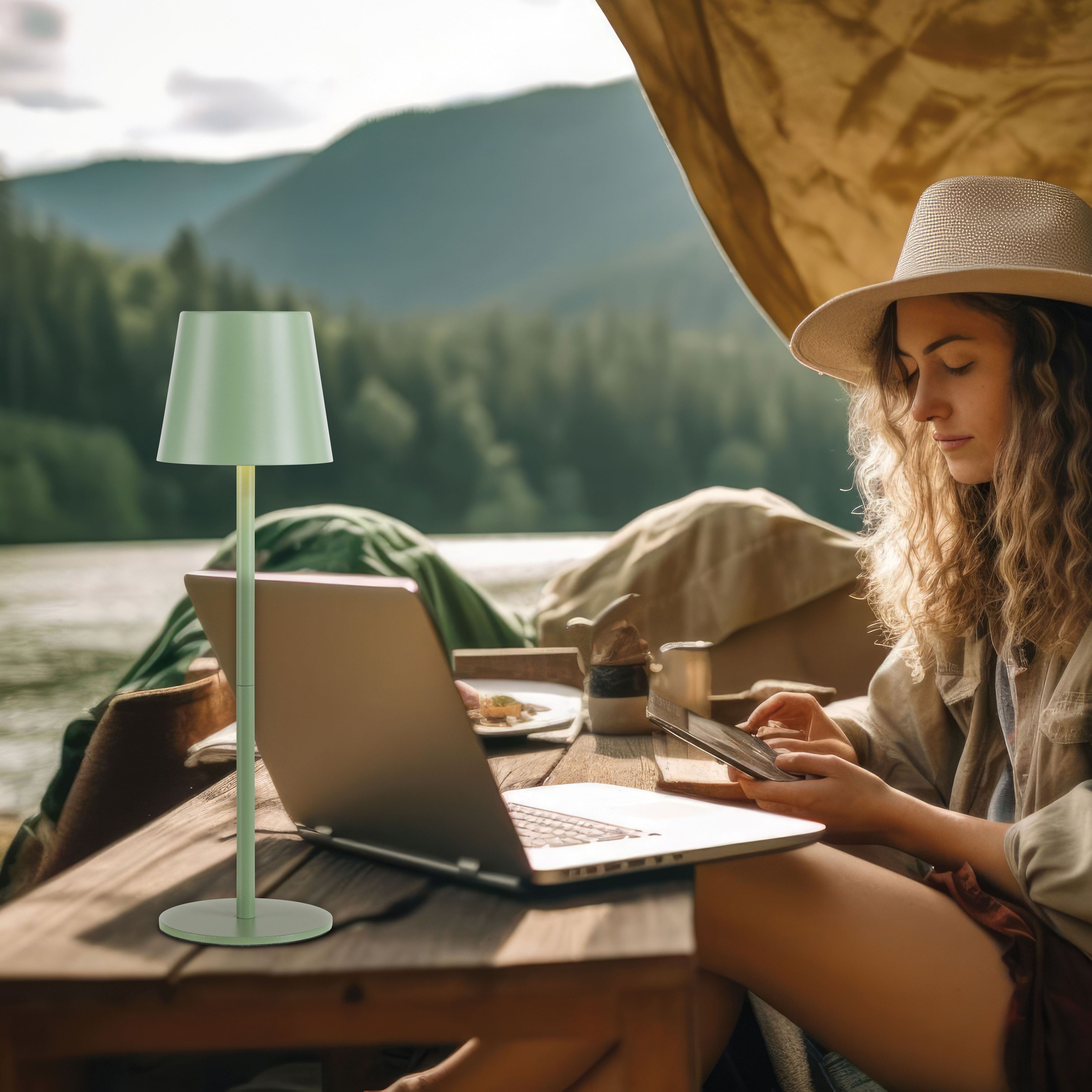 JUST LIGHT LED Tischleuchte »EURIA, 2er Set« LED-Board 2 Stk. Warmweiß LED Akku Tischlampe