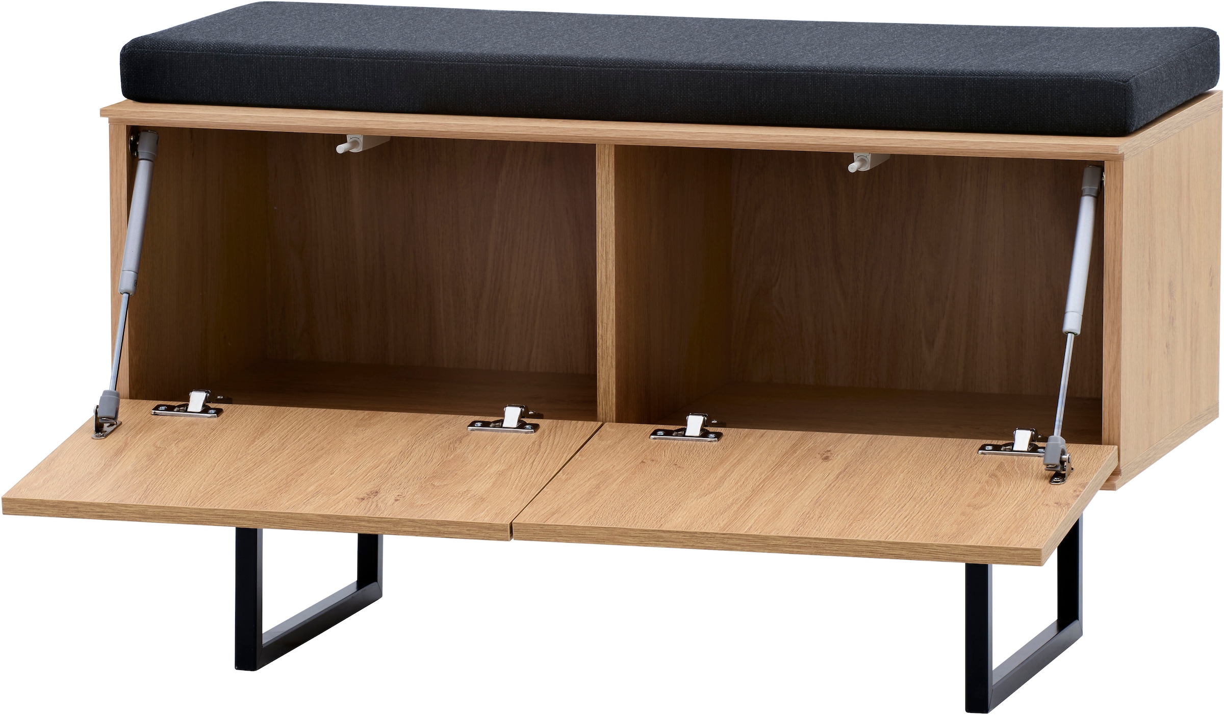 Home affaire Schuhbank »Lund, Garderobenbank mit Klappen, moderne Sitzbank, Polsterbank« viel Stauraum, Platz für ca. 6 Paar Schuhe, 90 cm breit