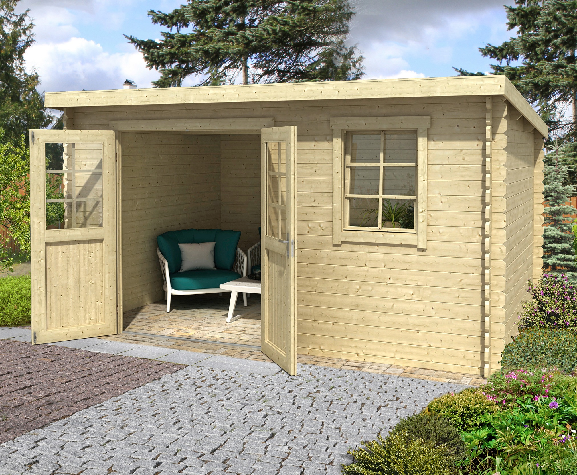 LASITA MAJA Gartenhaus "Amira 275" Blockbohlenhaus 28mm