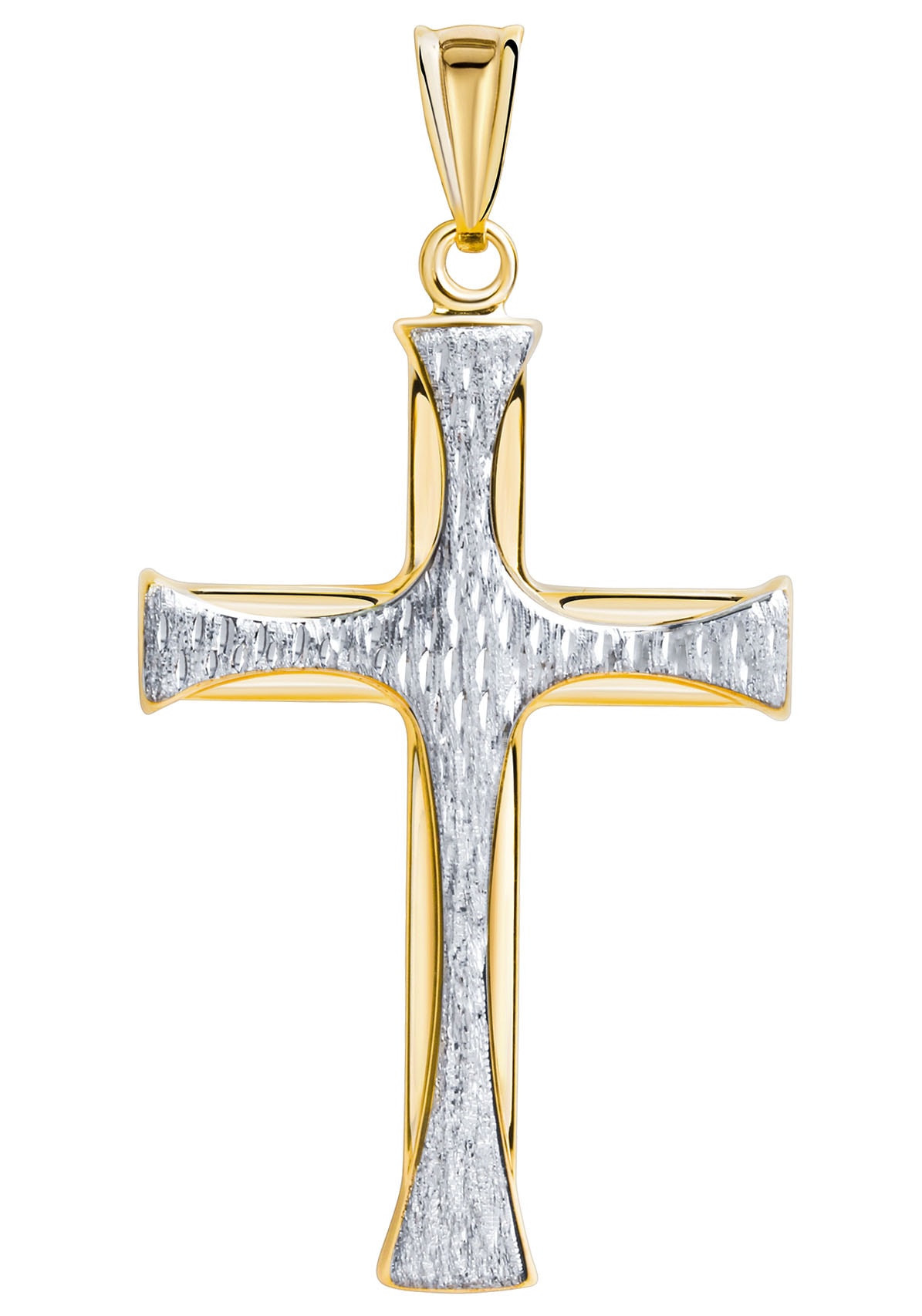 Firetti Kreuzanhänger »Symbol des Glaubens, Raten zweifarbig, bestellen auf doppellagig« bicolor