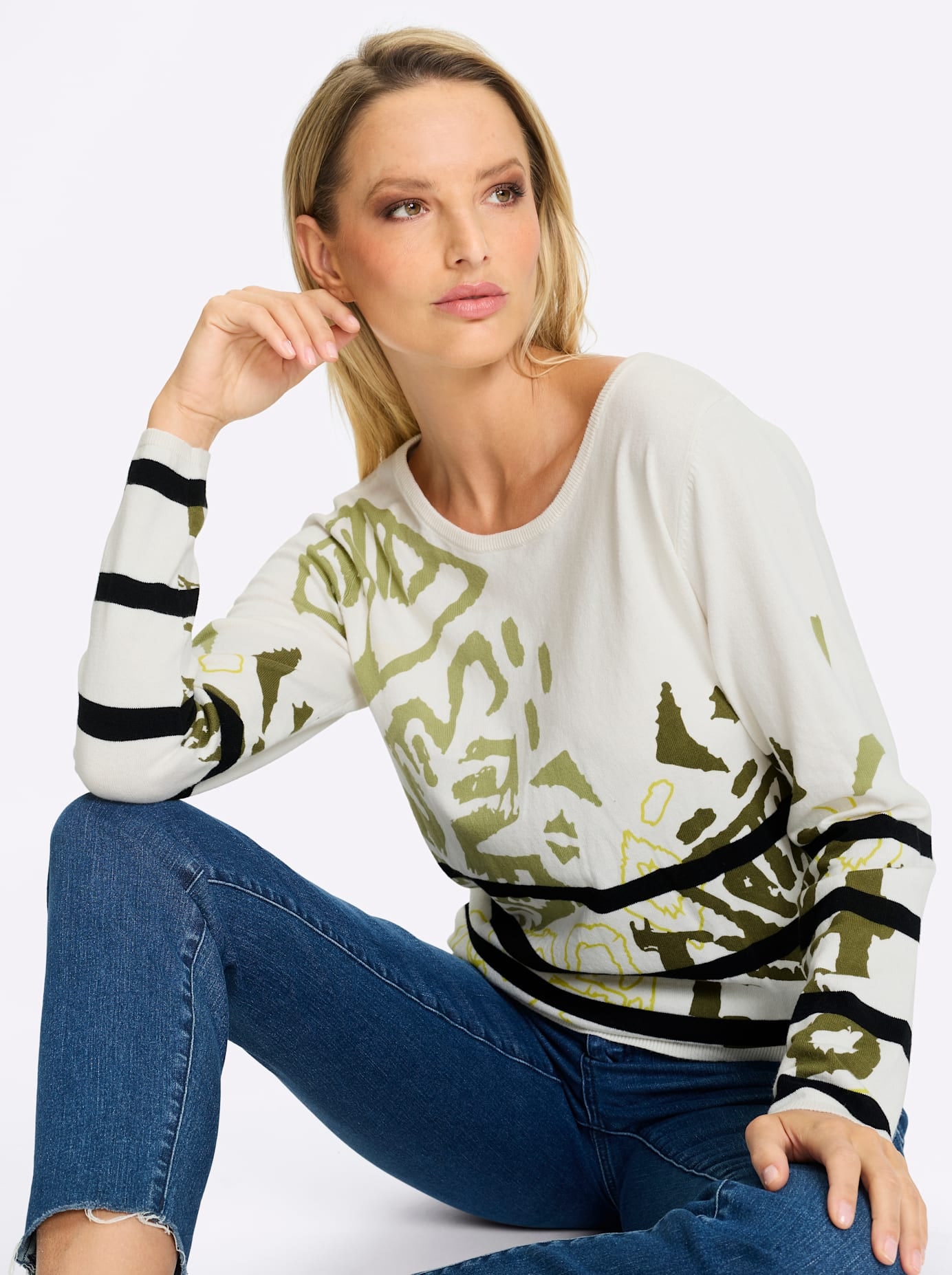 heine Strickpullover »Druck-Pullover«