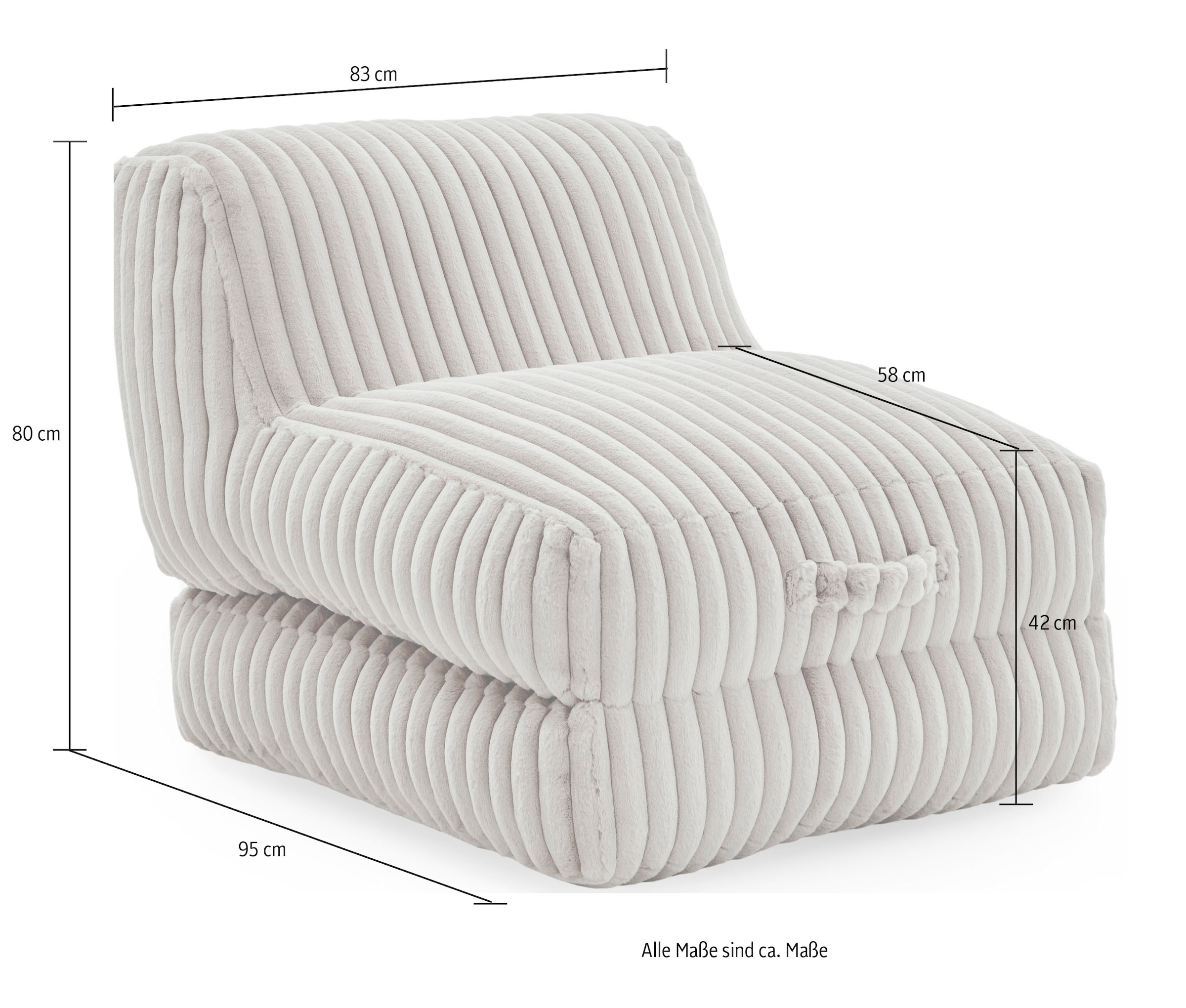 INOSIGN XXL-Sessel »Pia«, Loungesessel in Megacord, 2 Größen, Schlaffunktion  und Pouf-Funktion auf Raten kaufen