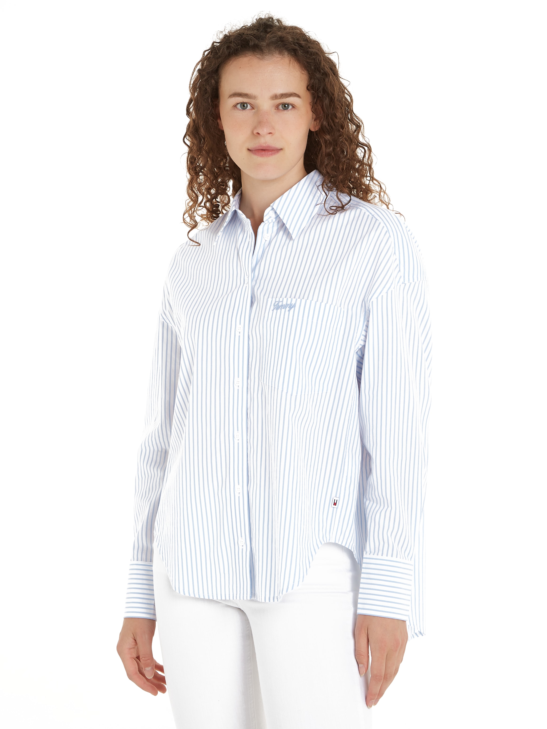 Blusentop »TJW SP OVR STRIPE SHIRT«, Mit Tommy Jeans Markenlabel