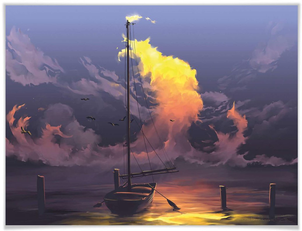 Poster St.), Wandbild, Poster, & Wall-Art Schiffe, Bild Segelboot«, »Surrealismus (1 Boote Wandposter bestellen bequem Bild,
