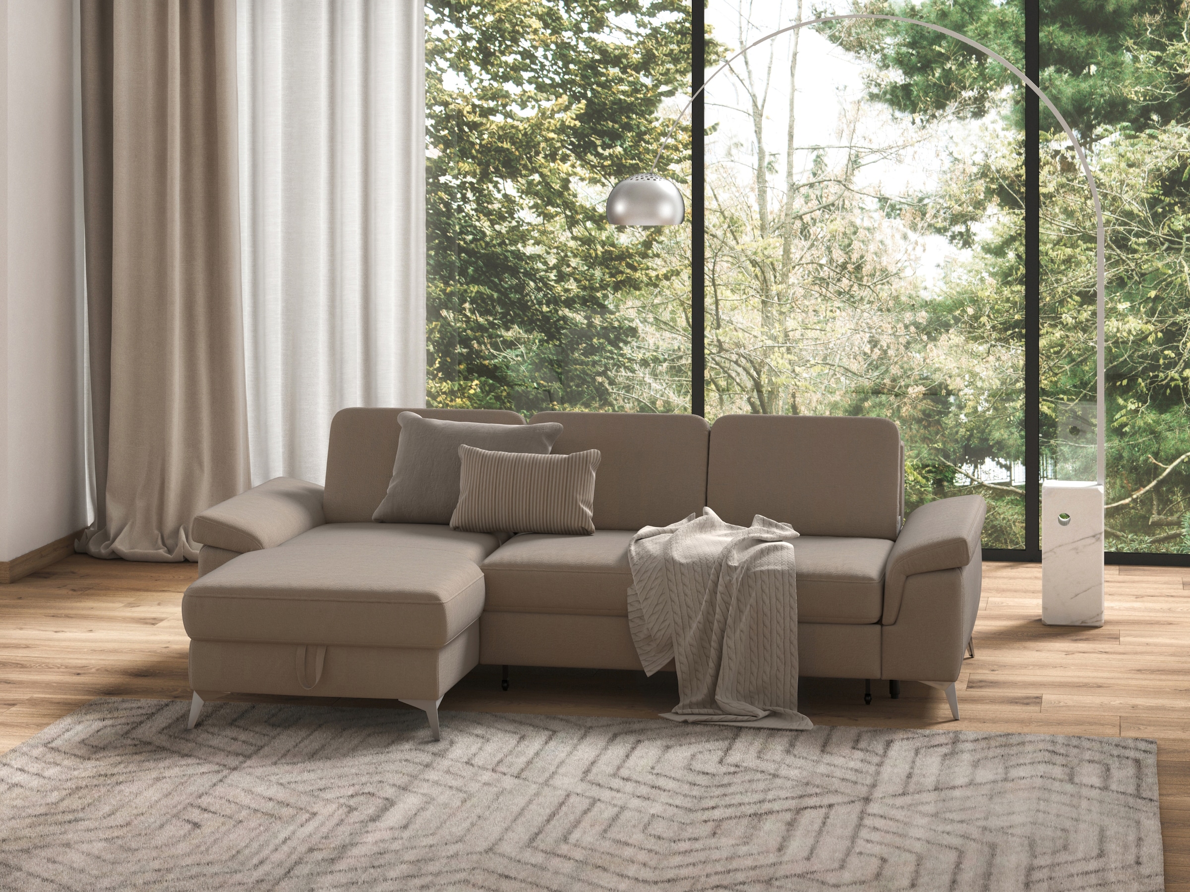 sit&more Ecksofa »Padua L-Form«, inklusive Sitztiefenverstellung, Armteilfunktion und Federkern