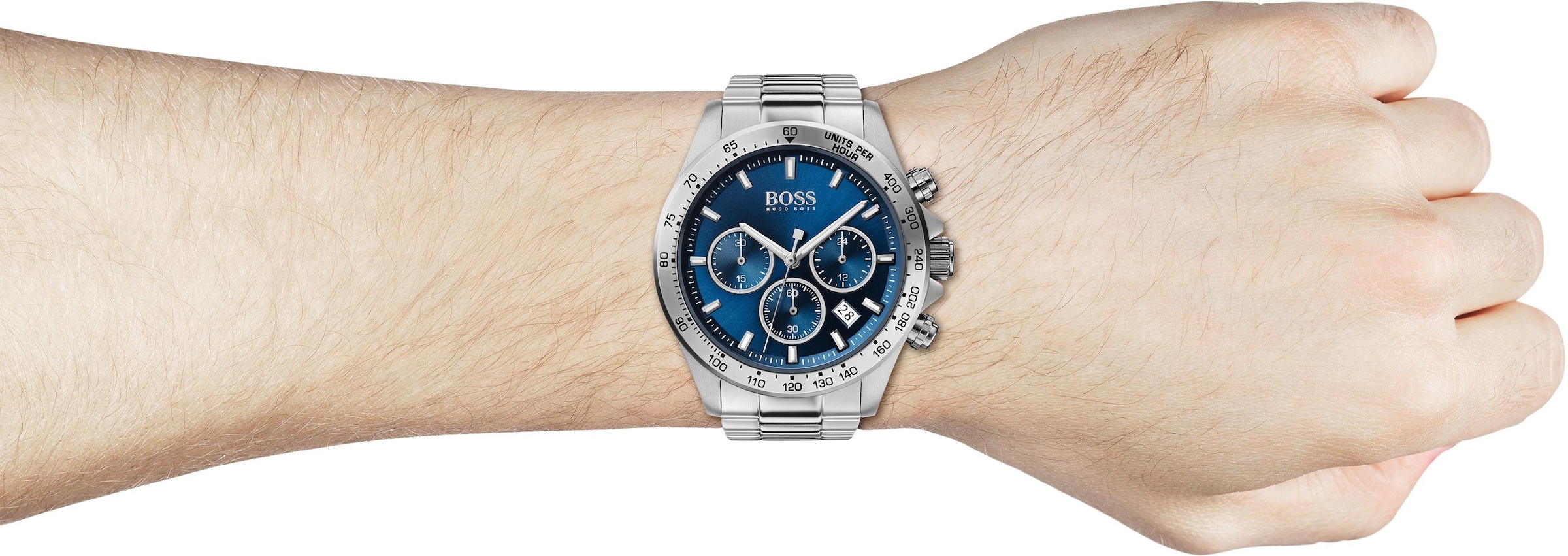 BOSS Chronograph »Hero, 1513755«, Quarzuhr, Herrenuhr, Armbanduhr, Stoppfunktion, Edelstahlarmband