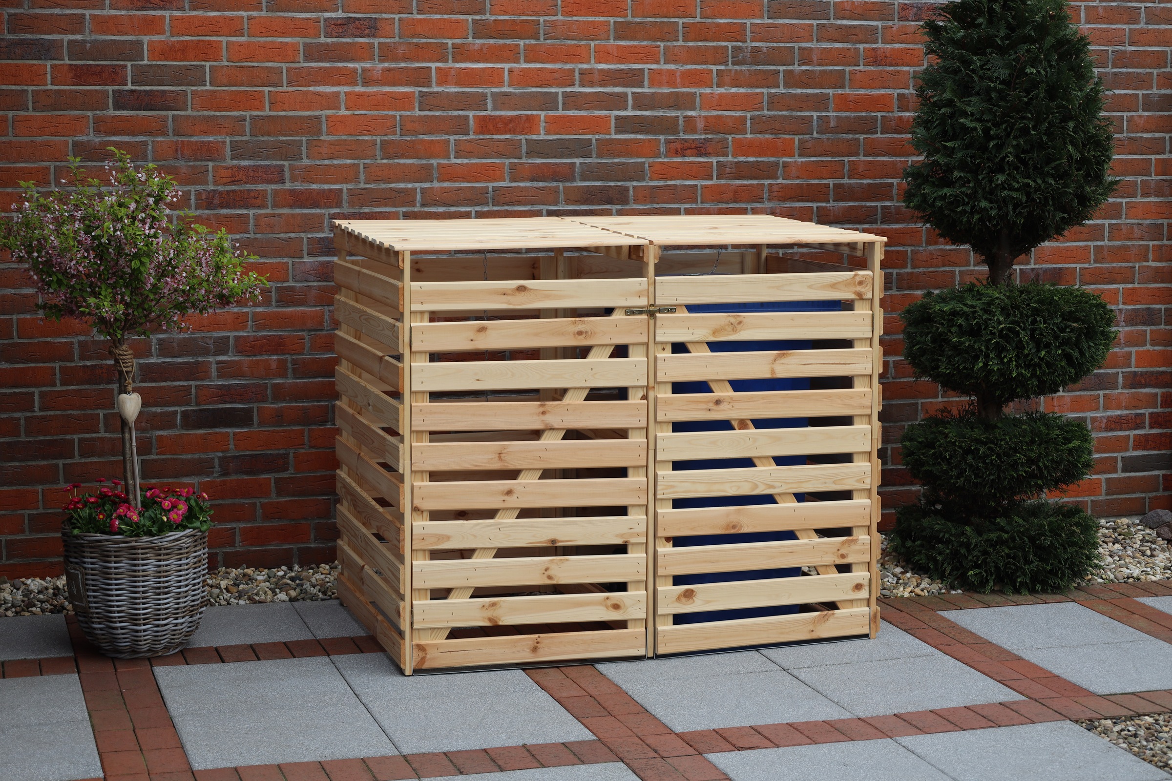 promadino Mülltonnenbox »Vario V« für 2 Tonnen, robust aus zertifiziertem Kiefernholz