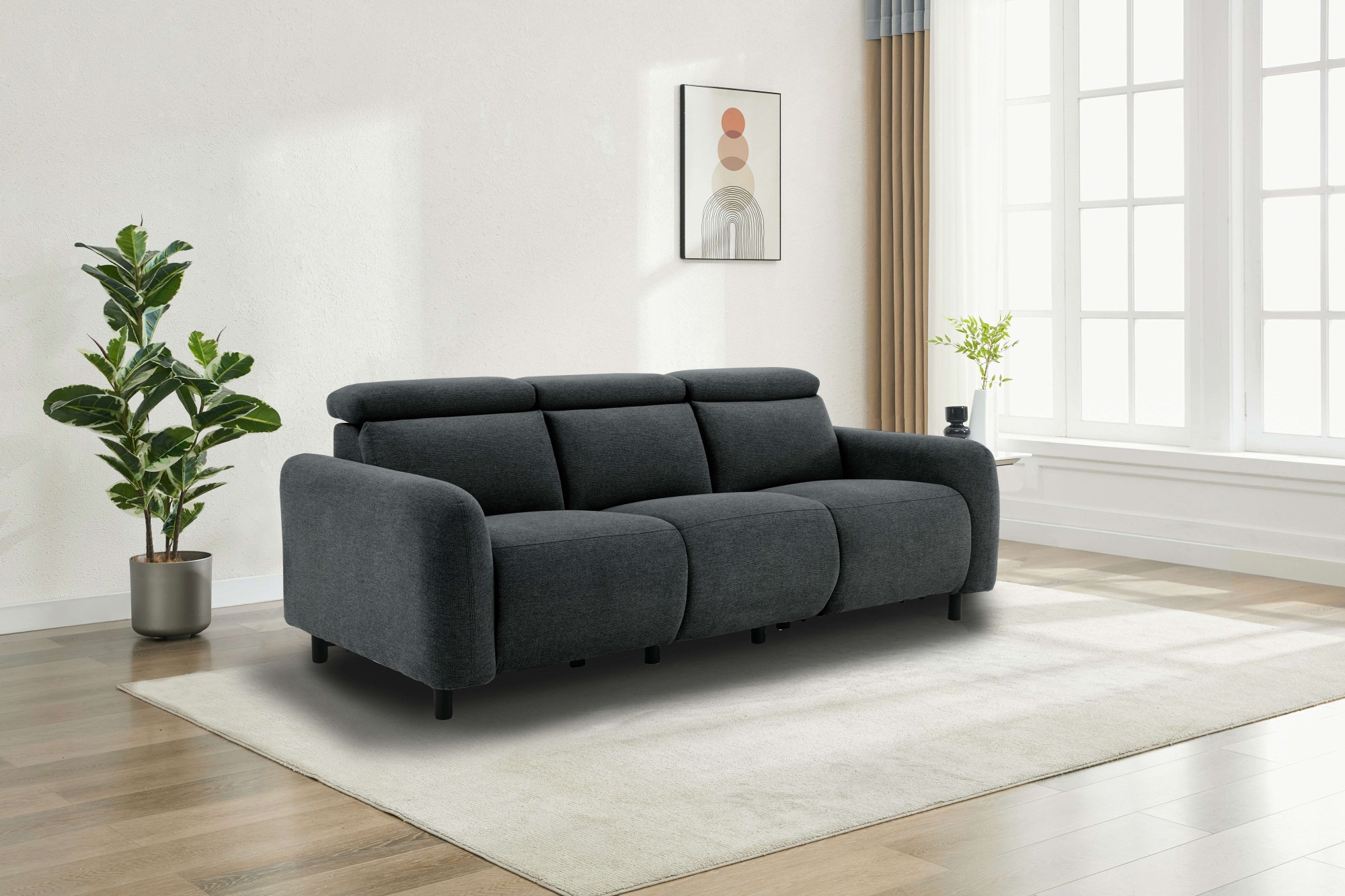 Home affaire 3-Sitzer »SKAANE Struktur-Sofa, 229 cm, manuelle-u. elektrische Relaxfunktion«, Relax-Funktion in 2 Sitzen, Kopfteilverstellung, Federkernpolsterung