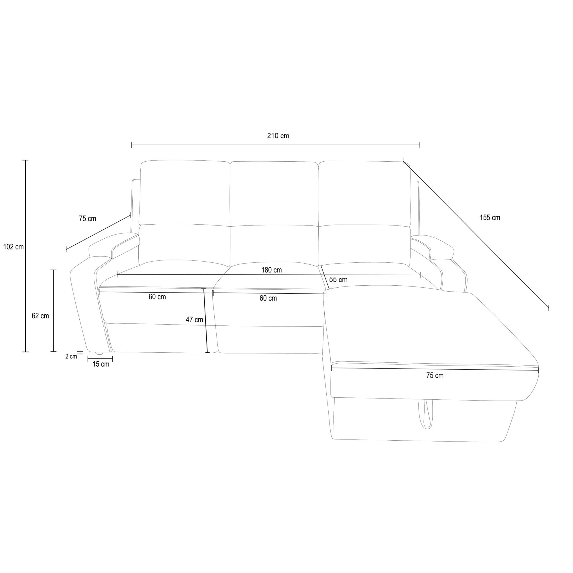 OTTO home Ecksofa »NAPORI Kunstleder, L-Form, 210cm, man./elektr. Relaxfunktion« USB-A bei elektr. Variante, Staukasten, Seitentaschen u. Federkern