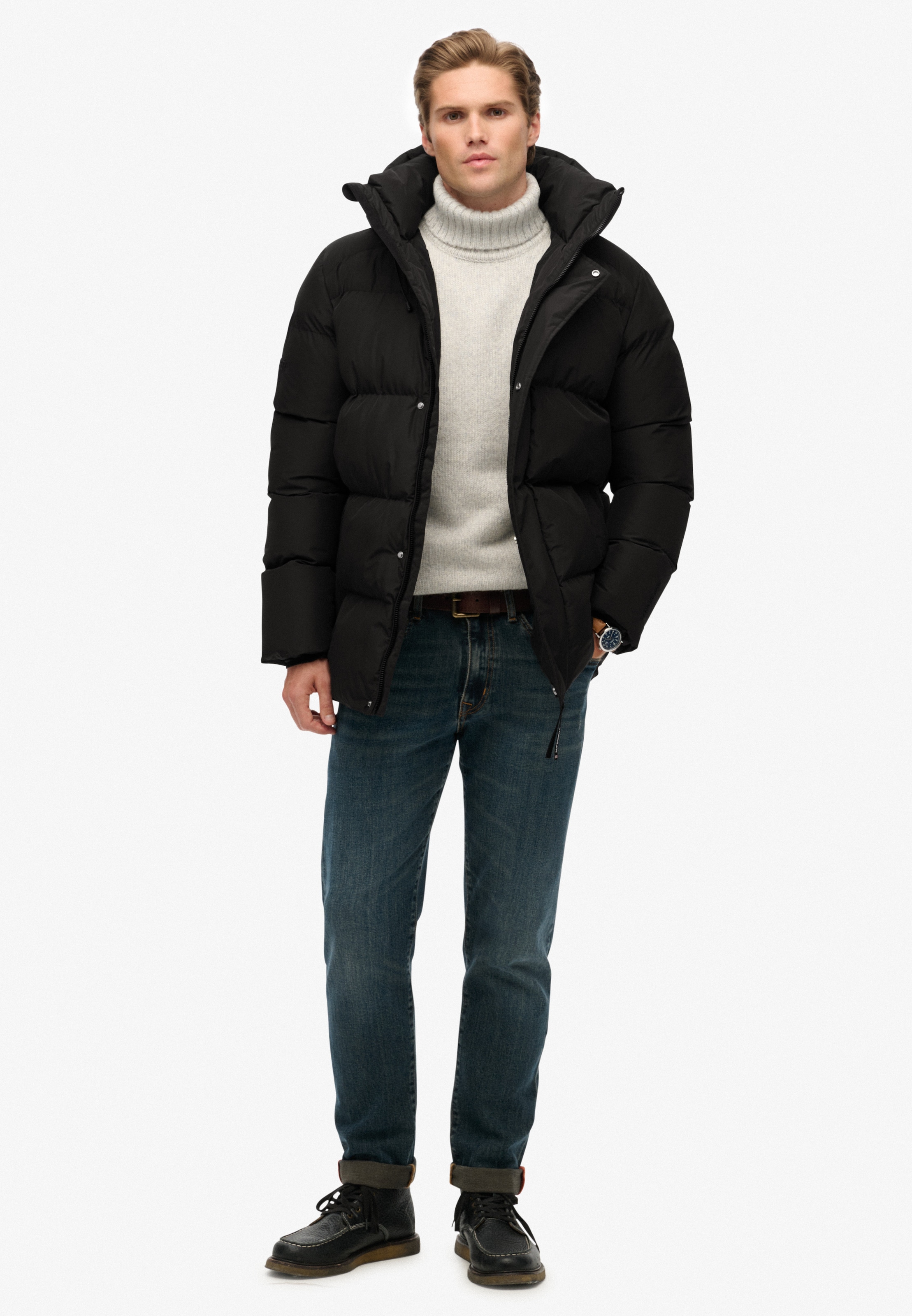 Superdry Steppjacke »HOODED 5 BAFFLE SPORTS PUFFER« mit Kapuze Kunstfaser, relaxed fit