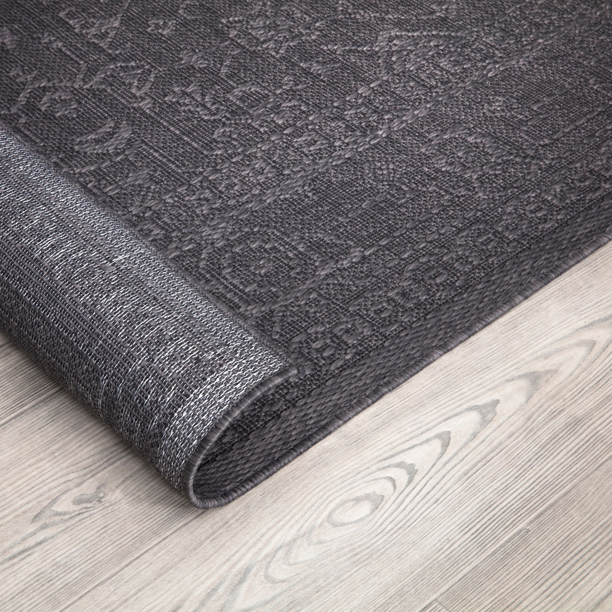 Paco Home Teppich »Rimini 413«, rechteckig, 4 mm Höhe, Flachgewebe, Uni Farben, Hoch-Tief Effekt, In- und Outdoor geeignet