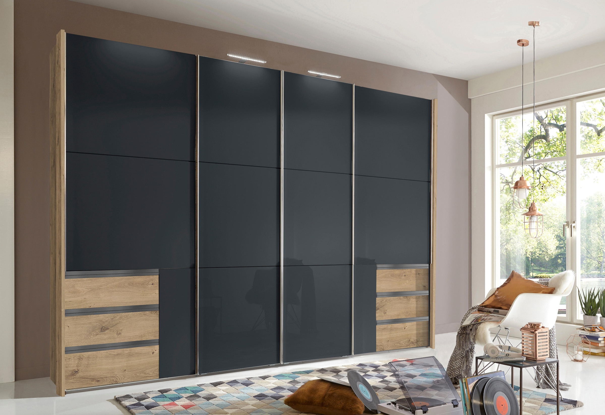 Wimex Schwebetürenschrank "Level by fresh to go" mit Glastüren und Synchronöffnung