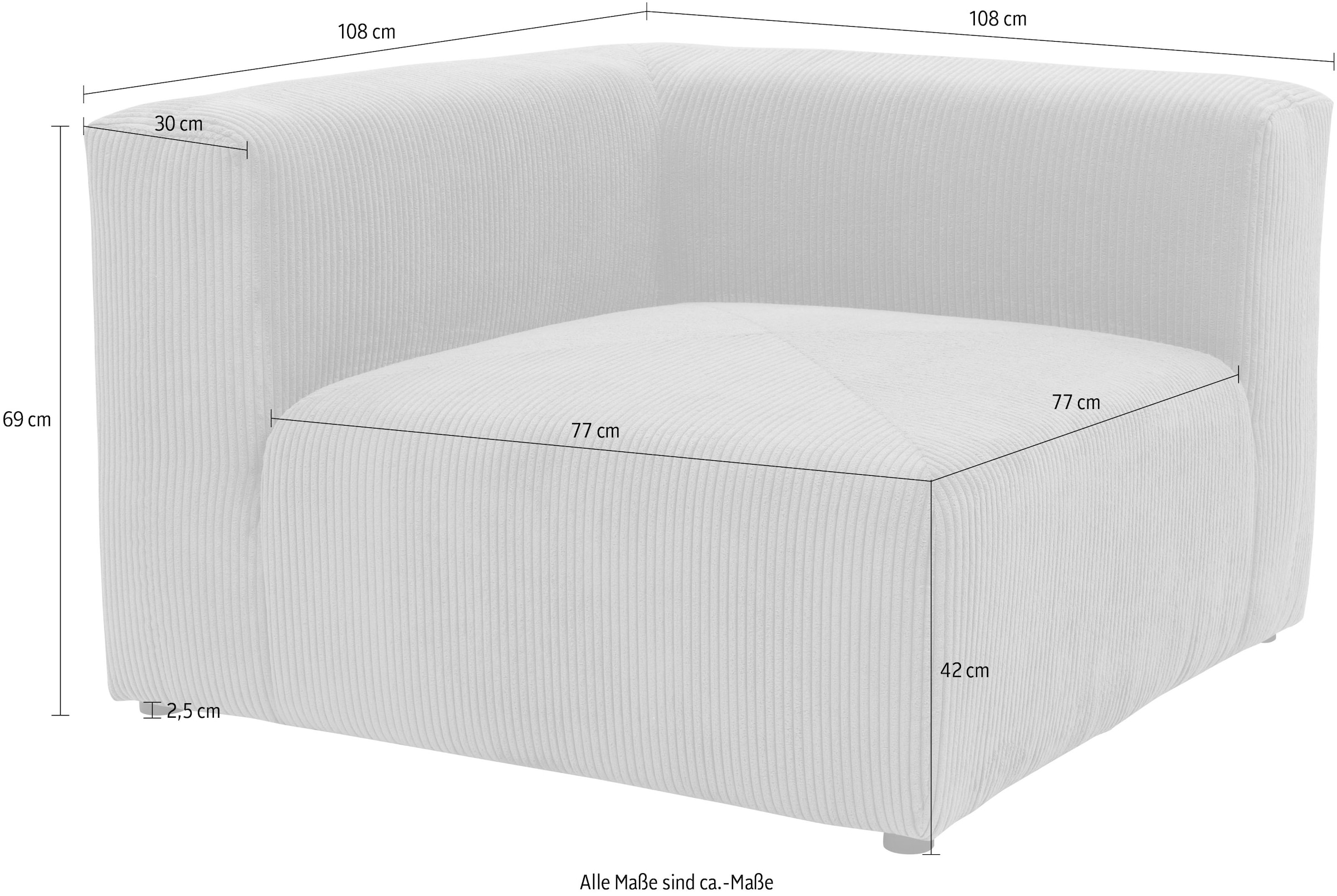 RAUM.ID Sofa-Eckelement »Gerrid«, Cord-Bezug, Modul-Eckelement, auch einzeln stellbar
