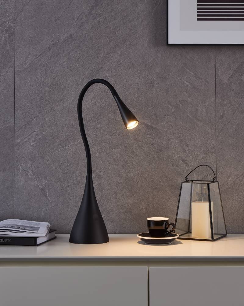 EGLO Tischleuchte »SNAPORA Tischlampe, Kunststoff und Alu, Schreibtischlampe, Bürolampe« LED-Modul 1 Stk. Warmweiß Tischleuchte, H48,5 cm, schwarz, 3W inkl.