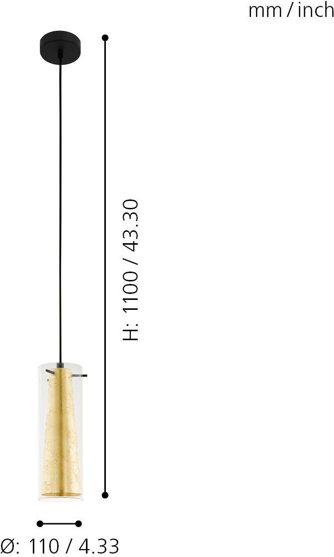 EGLO Hängeleuchte »PINTO GOLD«, 1 flammig, Leuchtmittel E27 | Leuchtmittel wechselbar-ohne Leuchtmittel, Pendelleuchte, Pendellampe