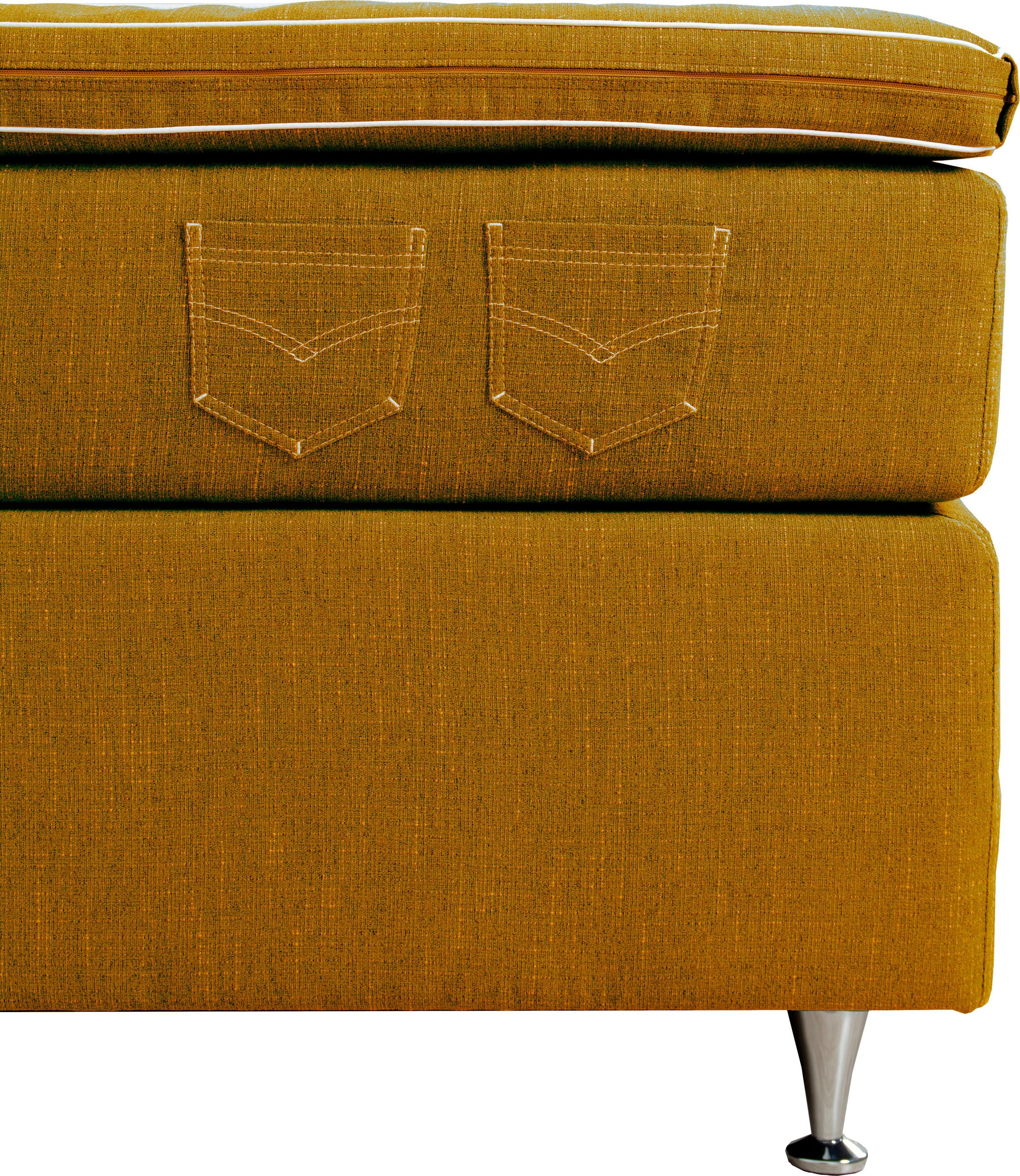 Home affaire Boxspringbett »Zahara« inkl. Topper, besonderes Highlight: aufgenähten Jeanstaschen - Optik