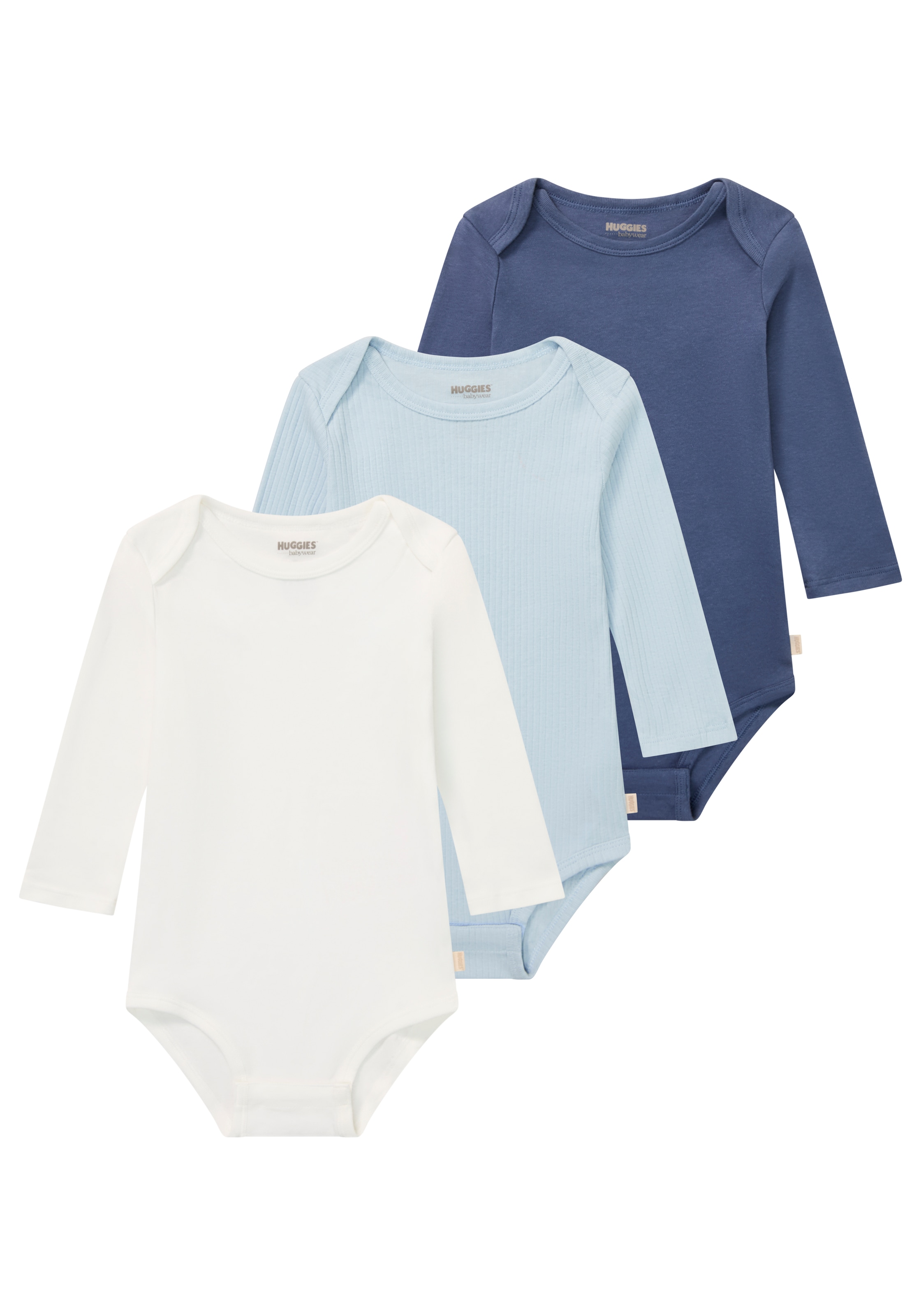 HUGGIES babywear Langarmbody »HUGB 3PK BODYSUIT« Packung, 3 Stk. 3er-Pack, in Ripp-Optik