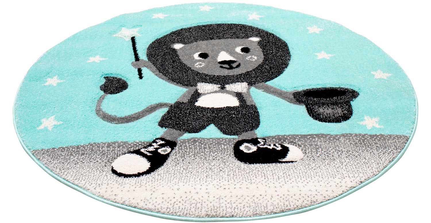 Carpet City Kinderteppich »Bueno Kids 9378«, rund, 11 mm Höhe, Spielteppich, Löwe, Boot, 3D-Effekt, Weicher Flor, Pflegeleicht