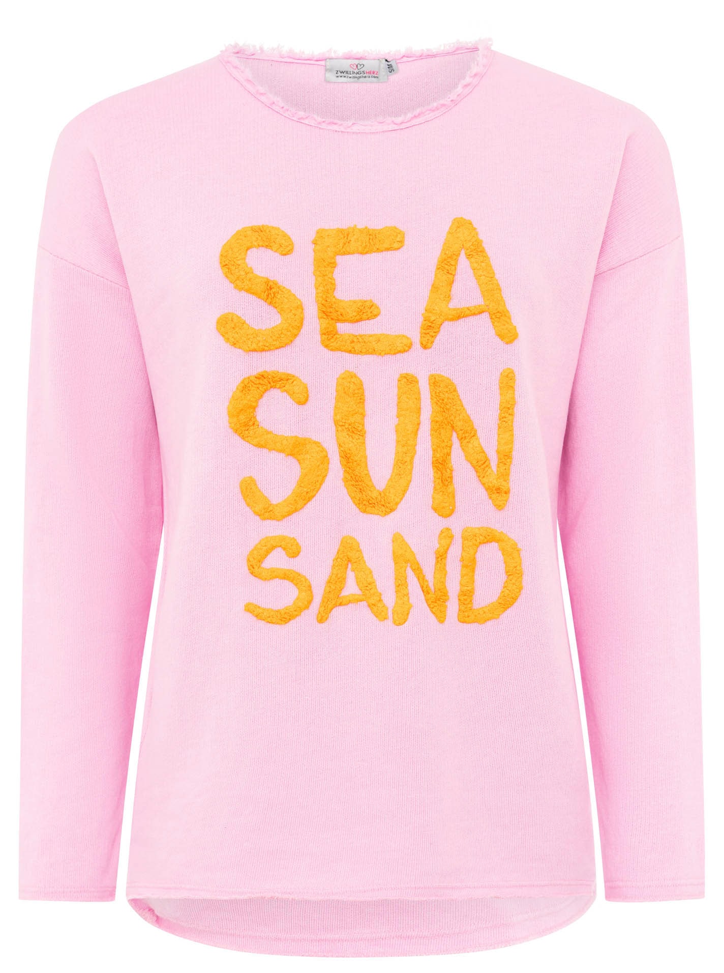 Zwillingsherz Sweater »"Sea Sand Sun"«, Mit großer Flock-Aufschrift in auffälliger Farbe