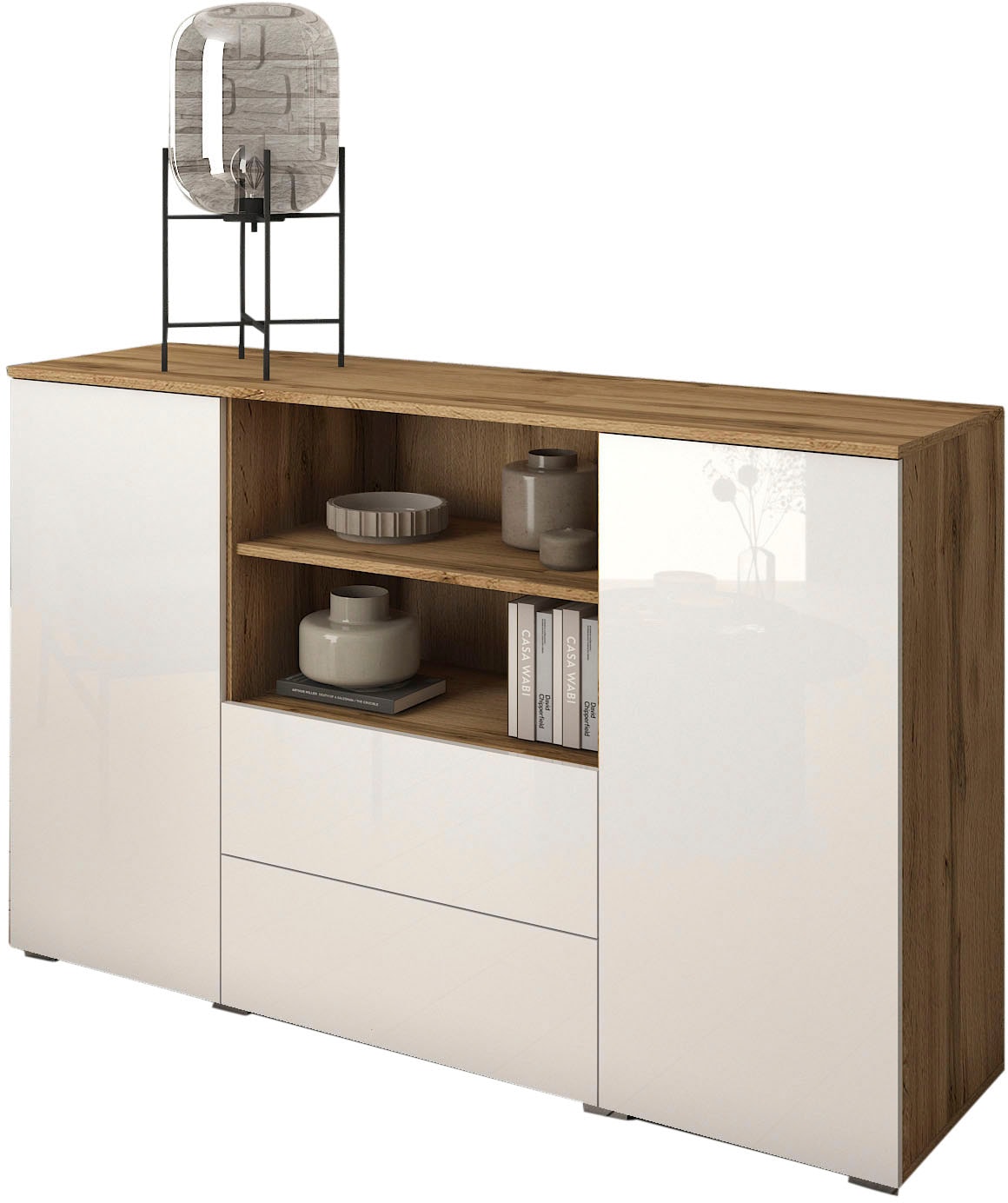 INOSIGN Sideboard »PARIS«, (1 St.), Moderne 140cm breite grifflose Kommode, vielseitig einsetzbar