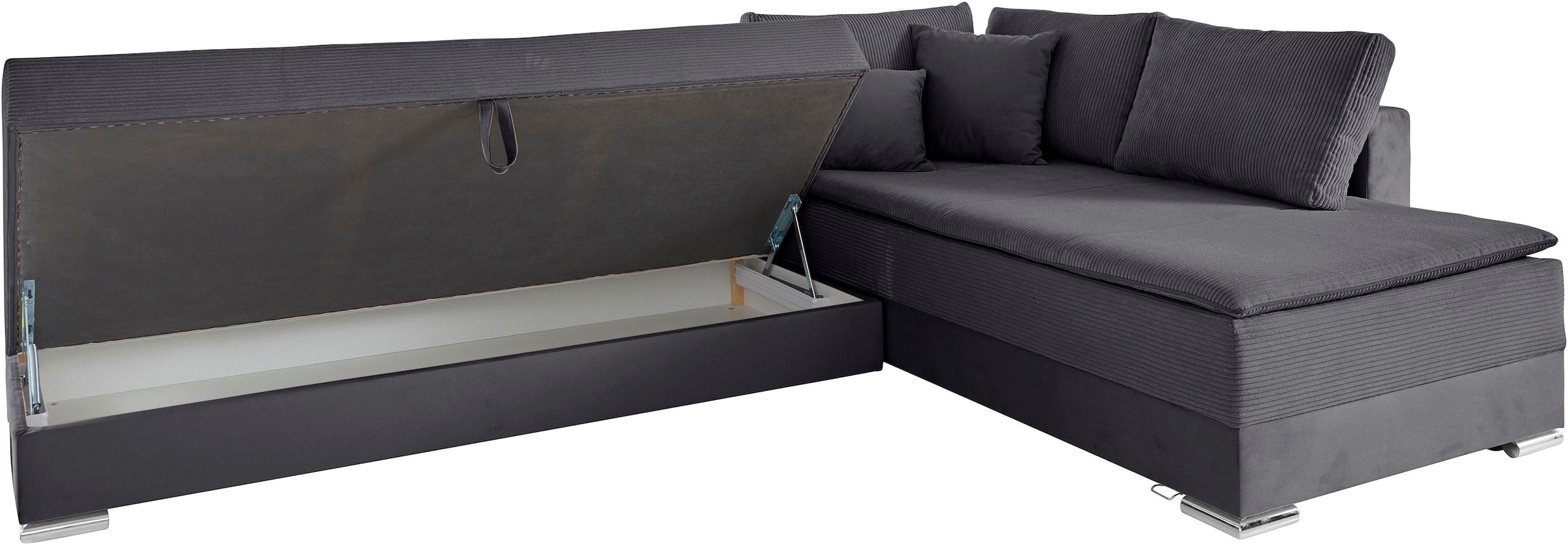 INOSIGN Ecksofa »Boxspringbett Night & Day L-Form mit Dauer-Schlaffunktion mit Armlehne«, mit Boxspring-Bettfunktion 180x200 cm und Bettkasten, Dauerschläfer!