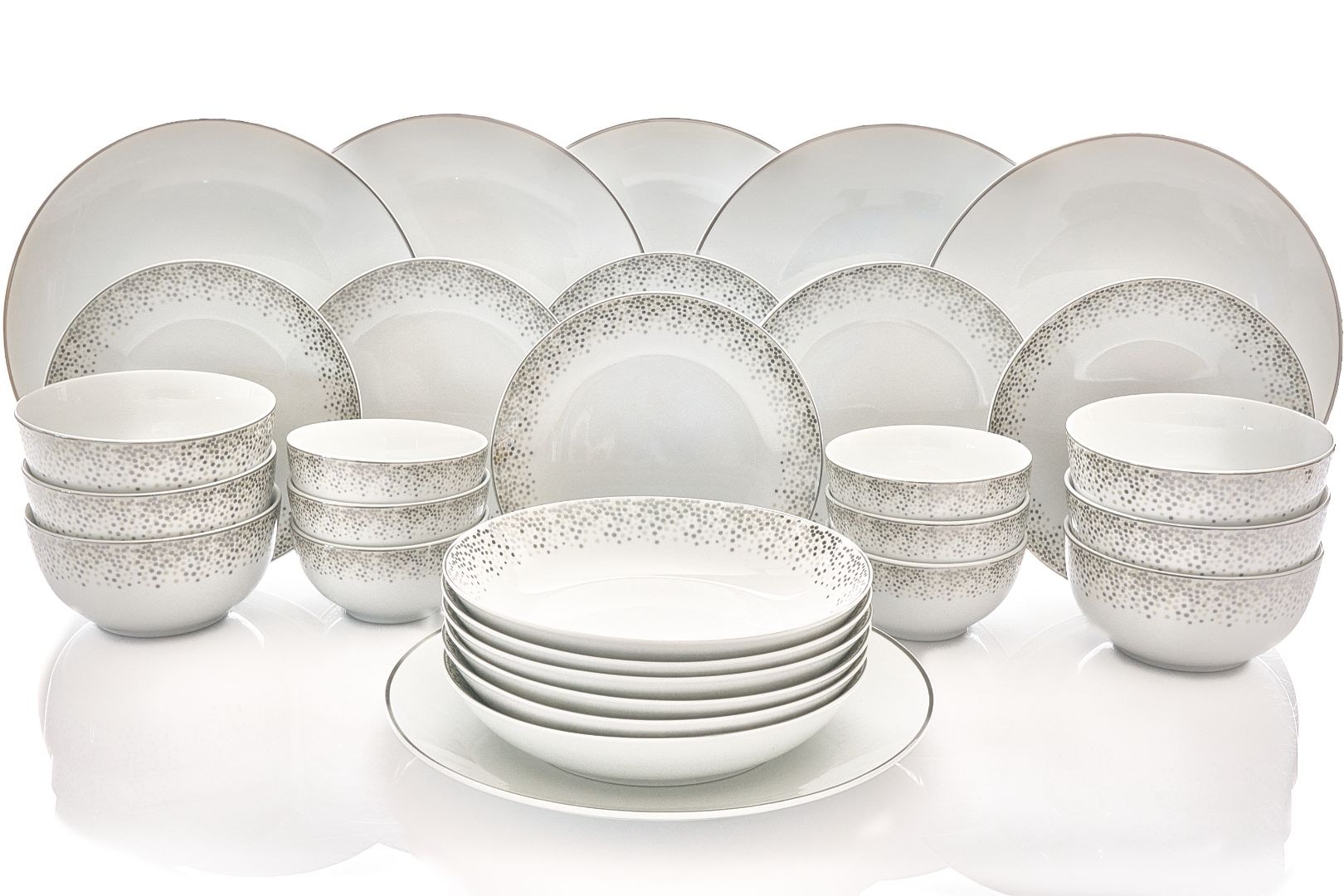 Retsch Arzberg Kombiservice »Dusty« dezentes Dekor auf schlichtem Weiß