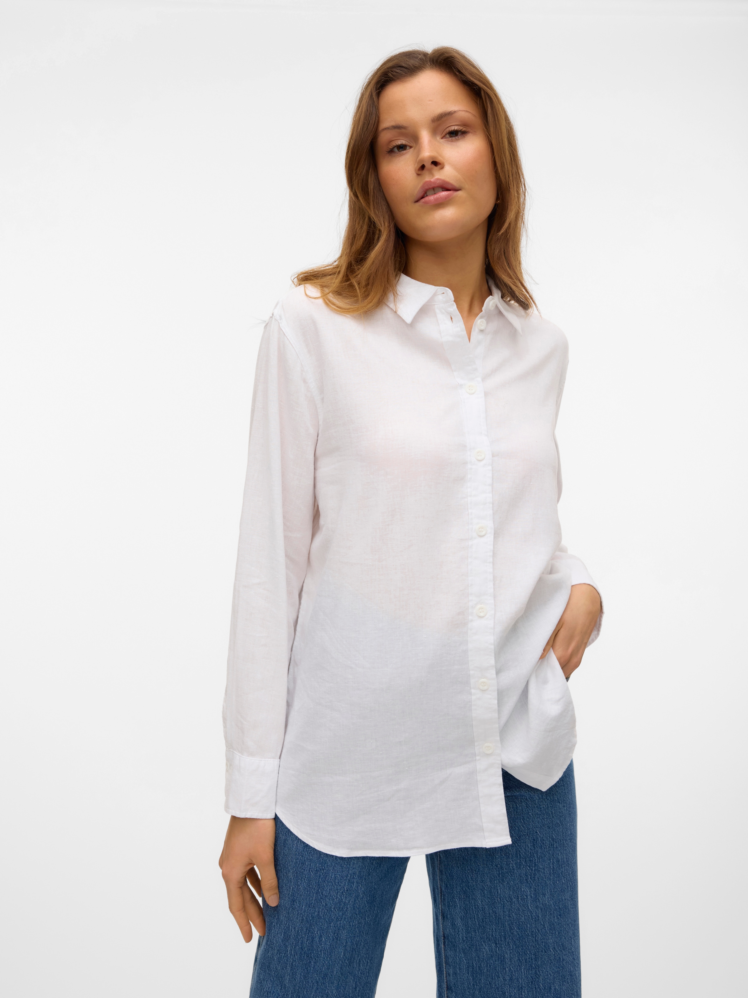 Vero Moda Hemdbluse »VMLINN LINEN LS SHIRT WVN NOOS«, hochwertige Qaulität mit Leinen