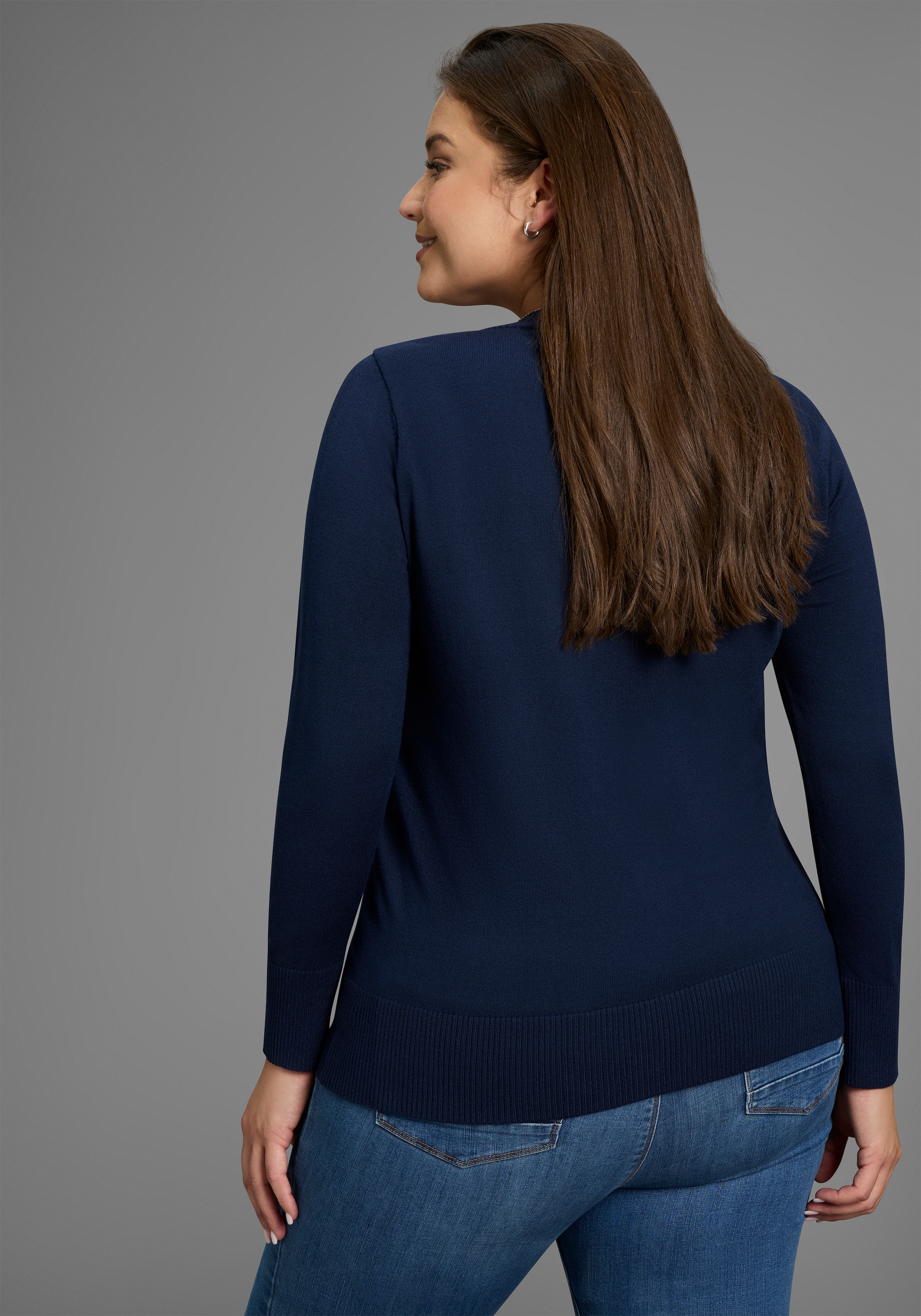 Laura Scott CURVE Strickpullover, figurumspielend, mit V-Ausschnitt - GROSSE GRÖSSE