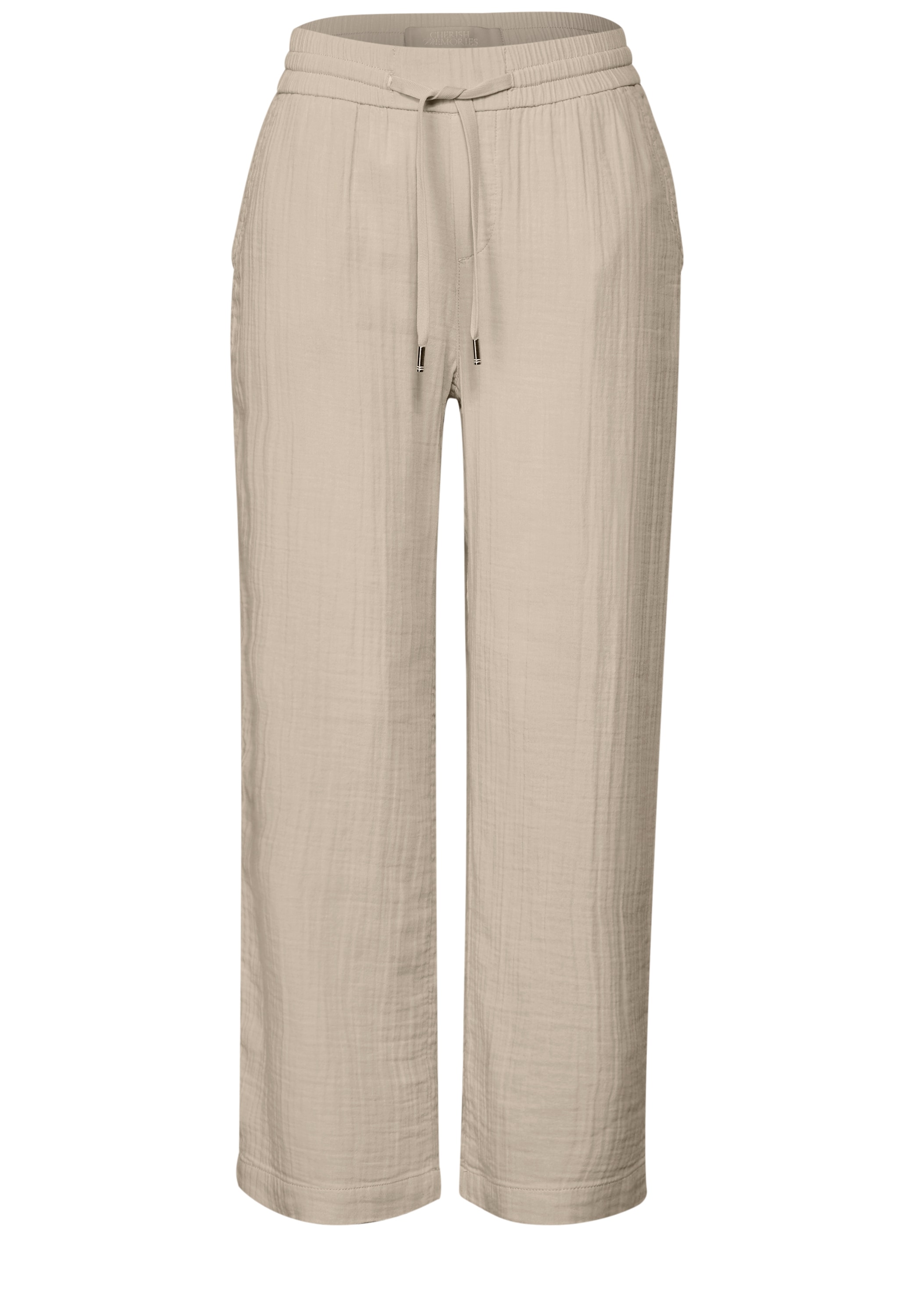 STREET ONE Stoffhose, mit elastischem Bund und Tunnelzug, im Musselin-Look