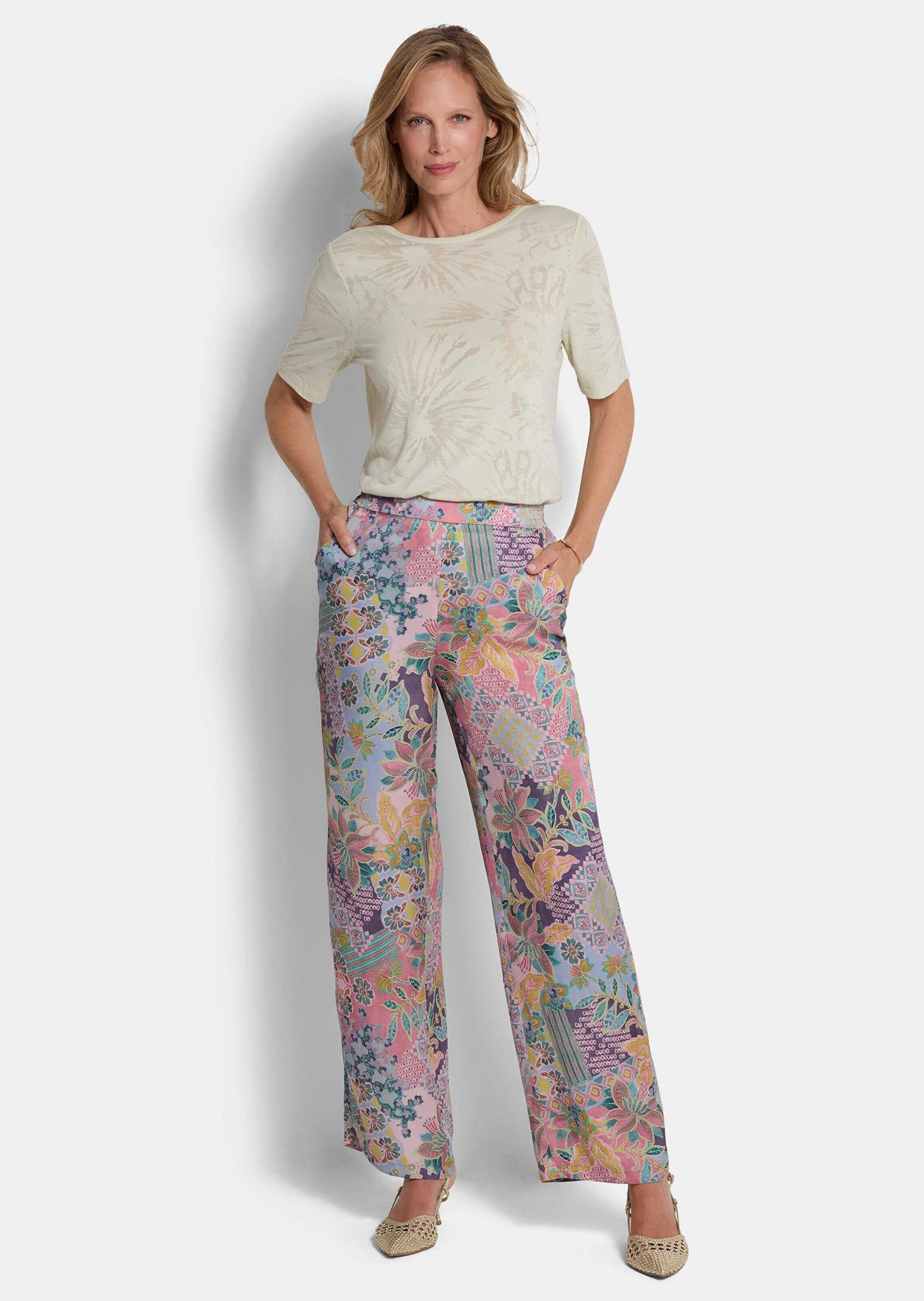 GOLDNER Stoffhose »Kurzgröße Weite Hose VERA aus Viskose-Satin«