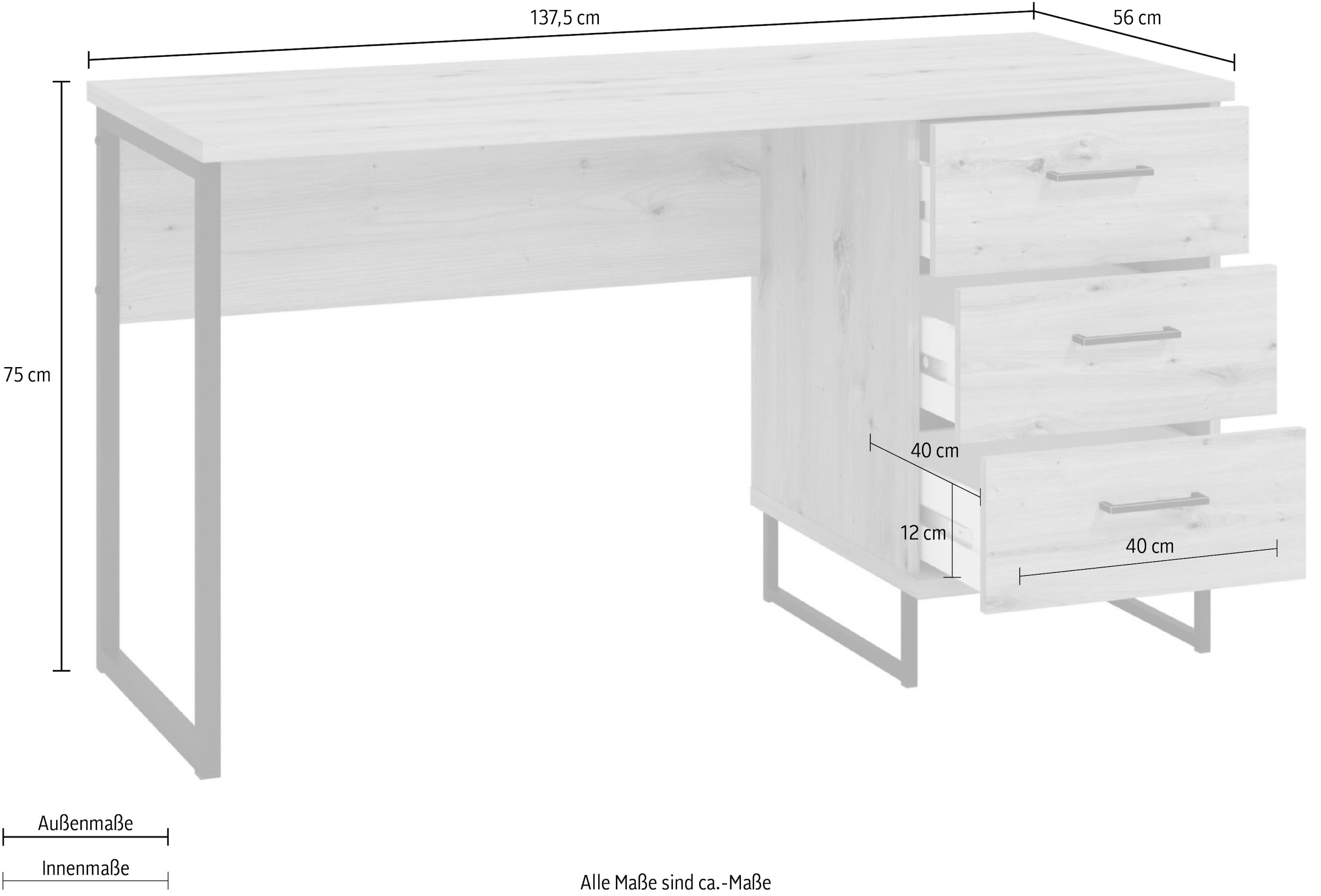 INOSIGN Schreibtisch »Sardinia«, im Industrial Look, Home Office